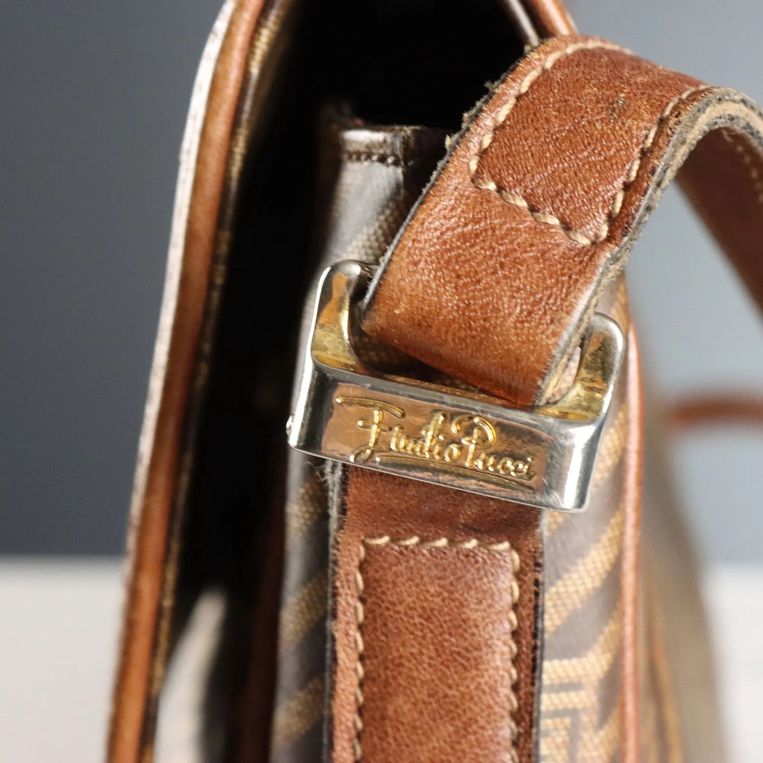 Emilio Pucci Vintage Bag Oil Cloth Leather Italy 1970s-1980s