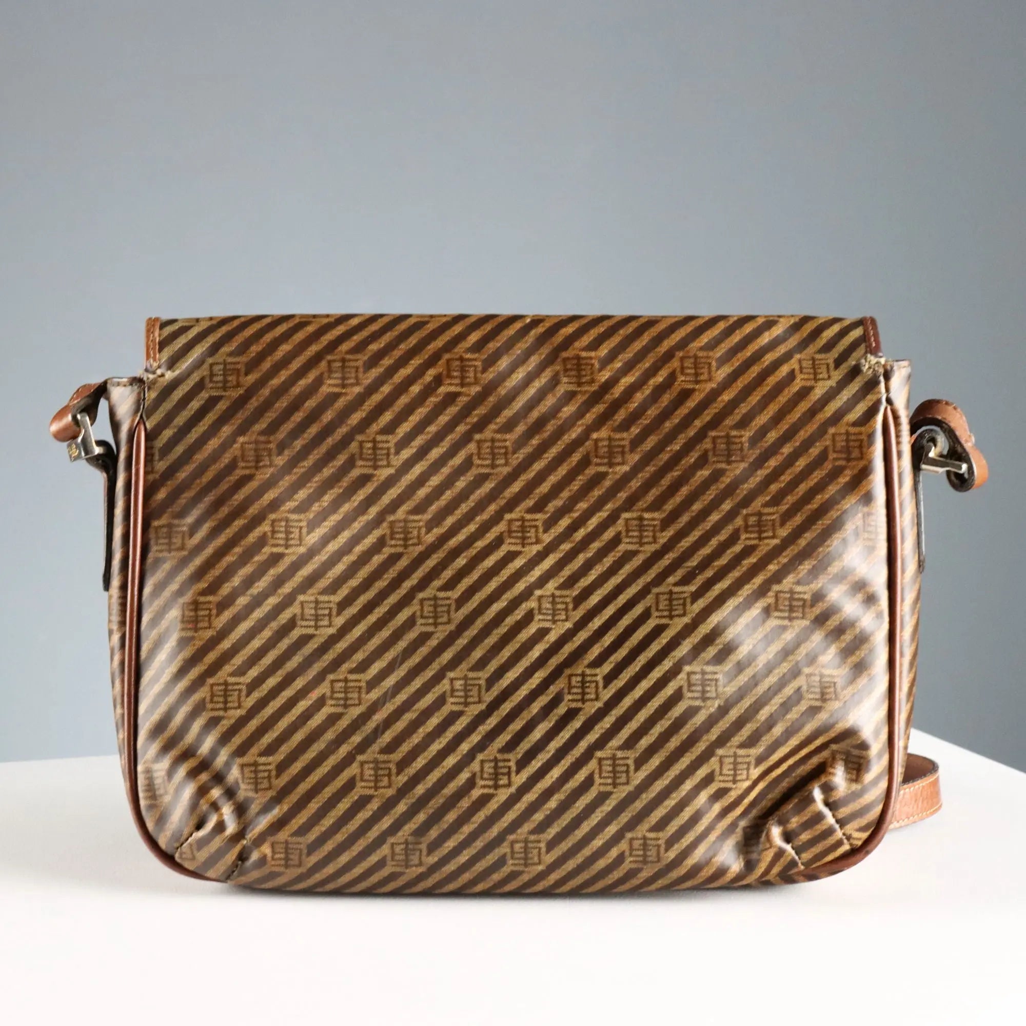 Emilio Pucci Vintage Bag Oil Cloth Leather Italy 1970s-1980s