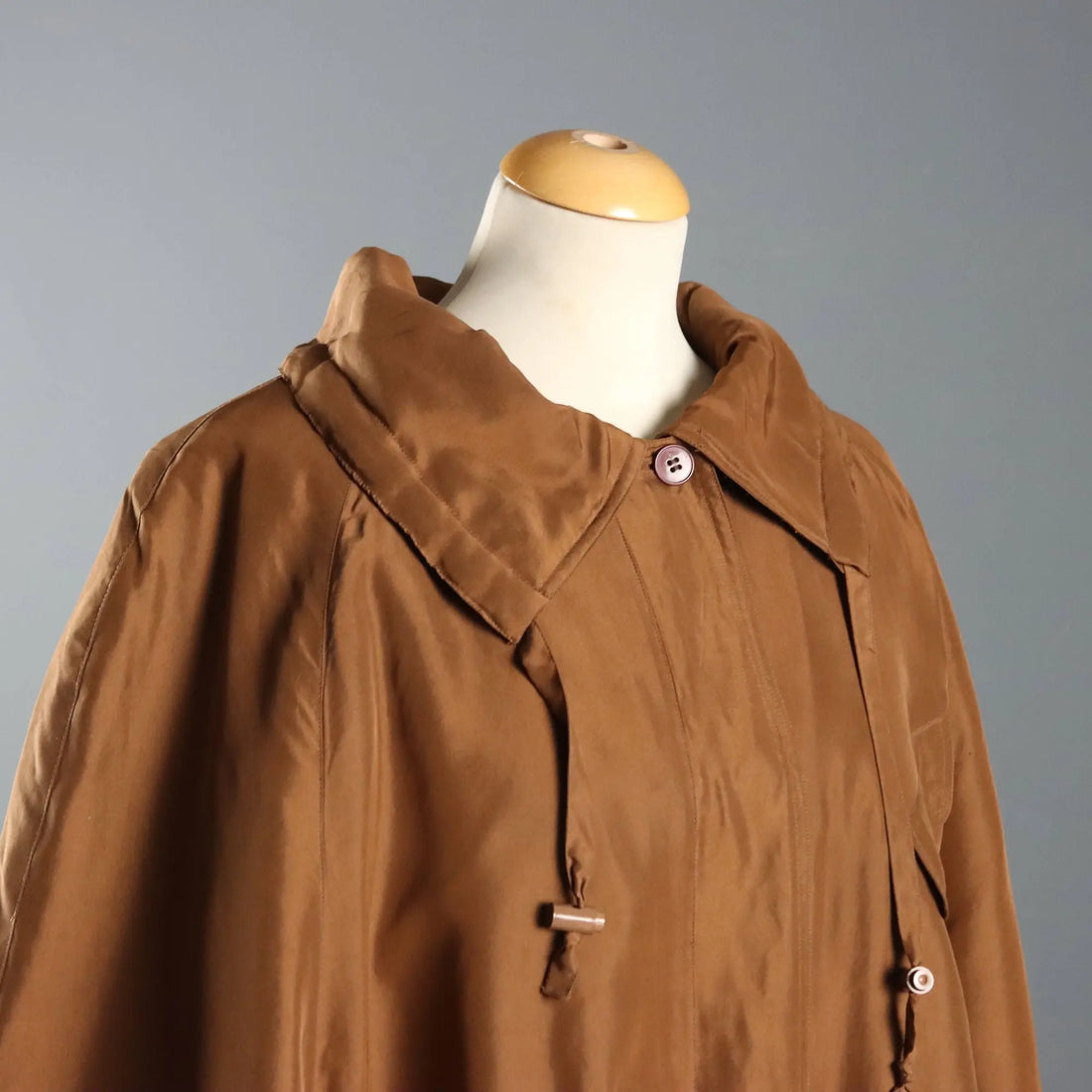 Vintage Trench Coat Krizia Brown Silk UK Size 12 Italy 1980s