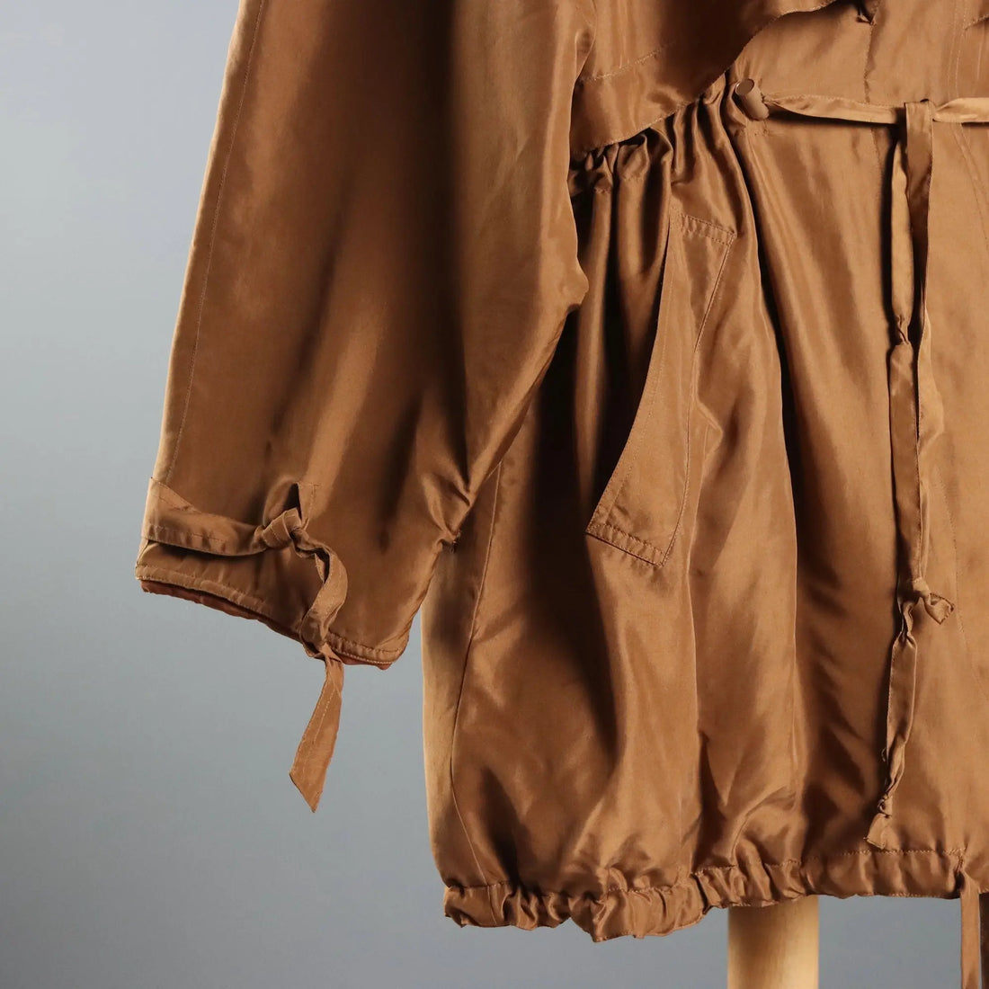 Vintage Trench Coat Krizia Brown Silk UK Size 12 Italy 1980s
