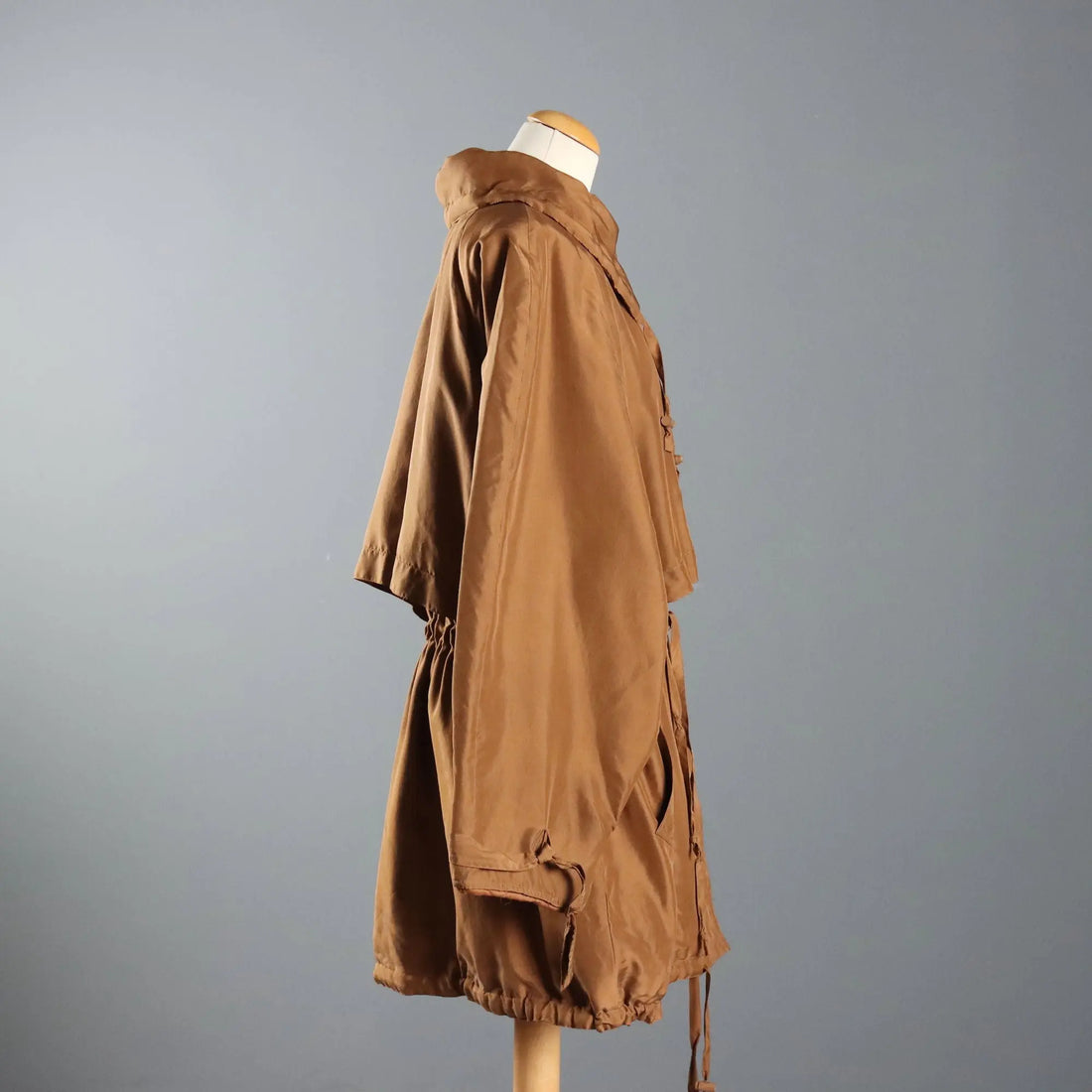 Vintage Trench Coat Krizia Brown Silk UK Size 12 Italy 1980s