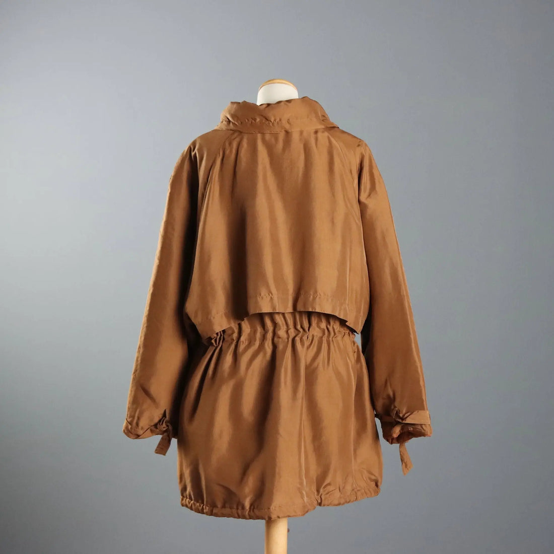Vintage Trench Coat Krizia Brown Silk UK Size 12 Italy 1980s
