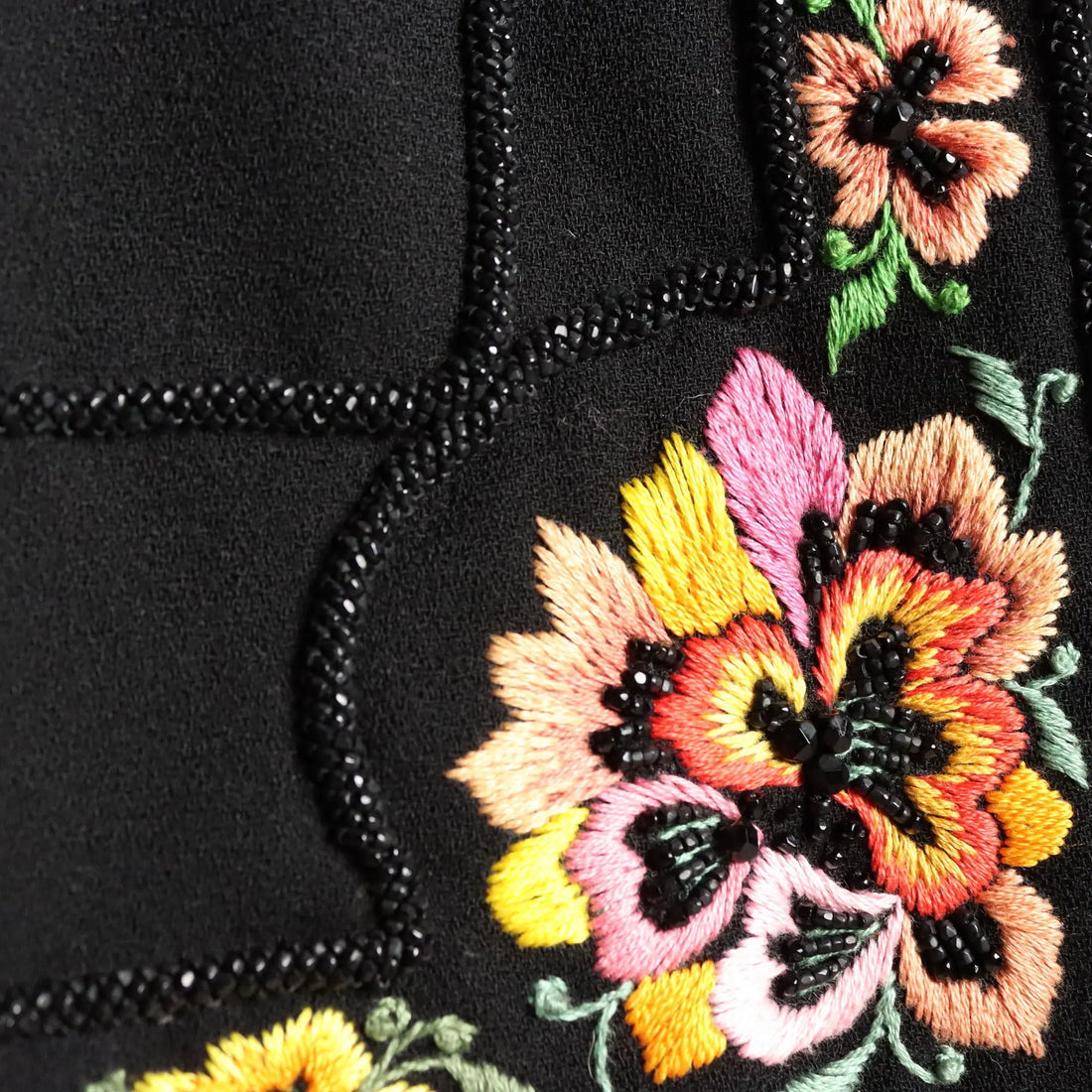 Vintage Jacket Wool Flower Beading UK Size 14 1990s