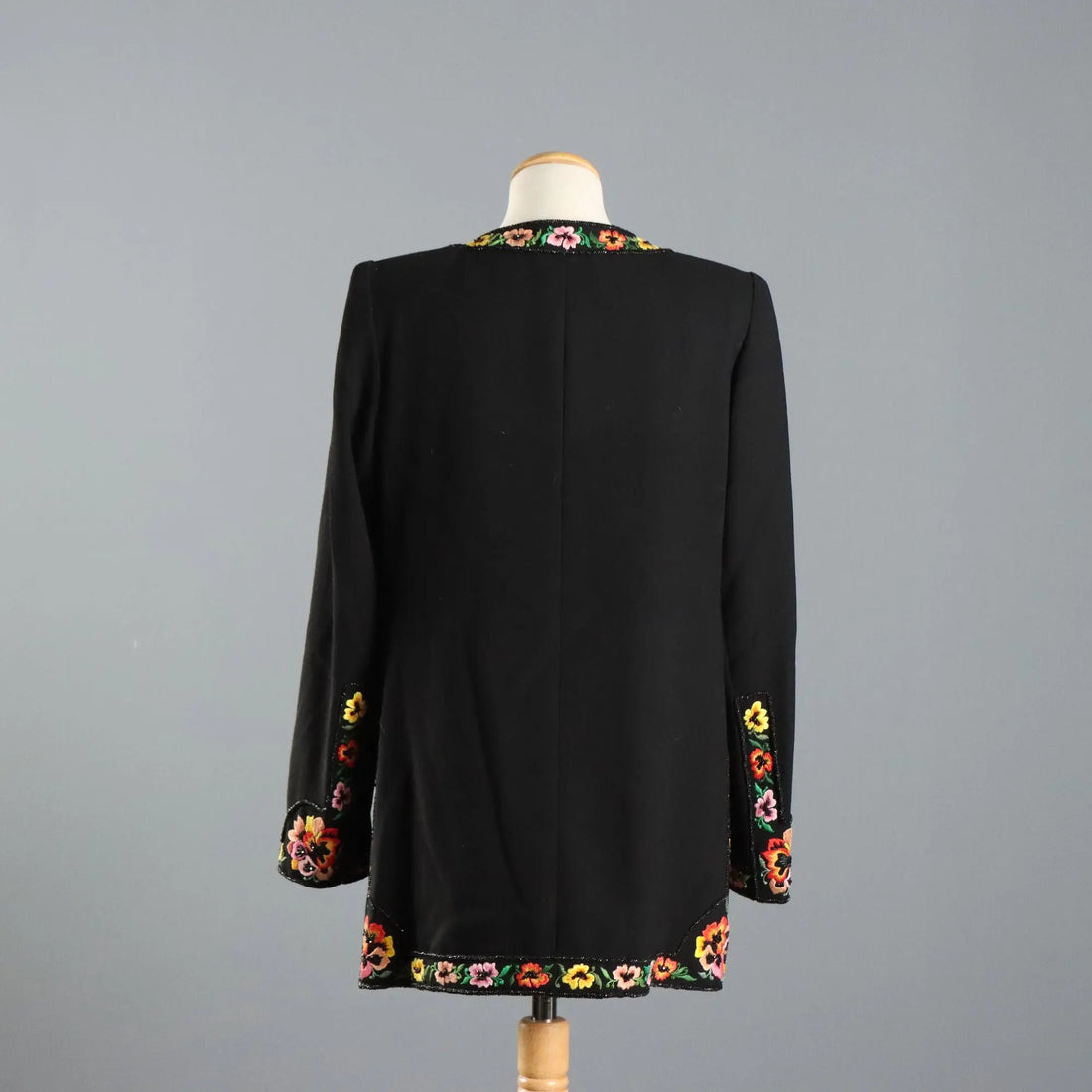 Vintage Jacket Wool Flower Beading UK Size 14 1990s