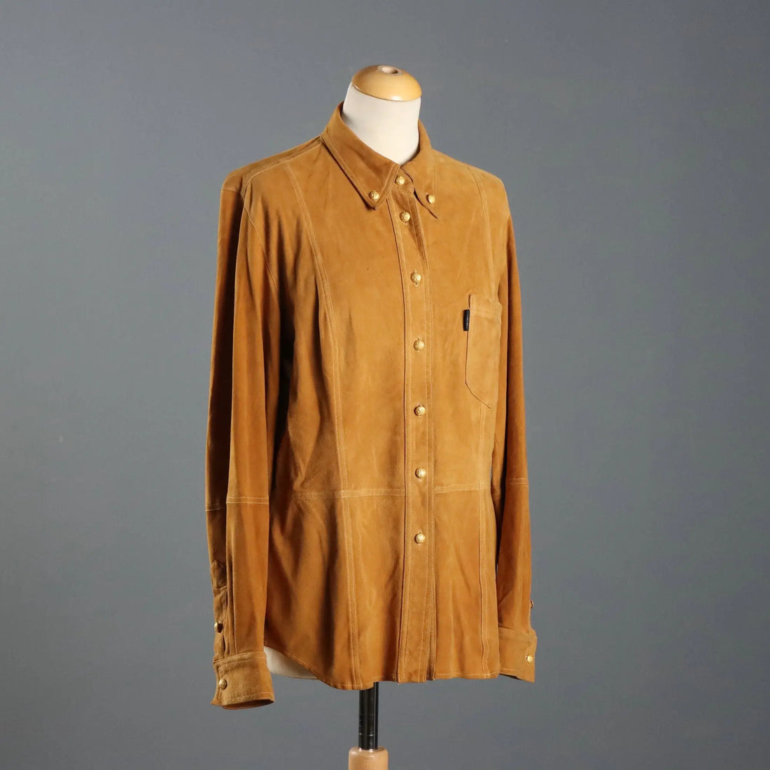 Escada Shirt Suede Leather UK Size 12 Germany 1990s