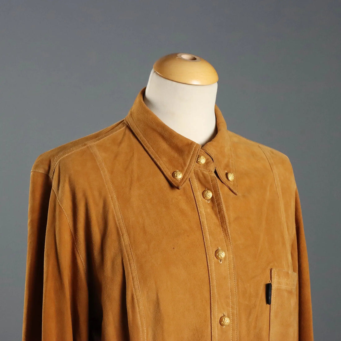 Escada Shirt Suede Leather UK Size 12 Germany 1990s