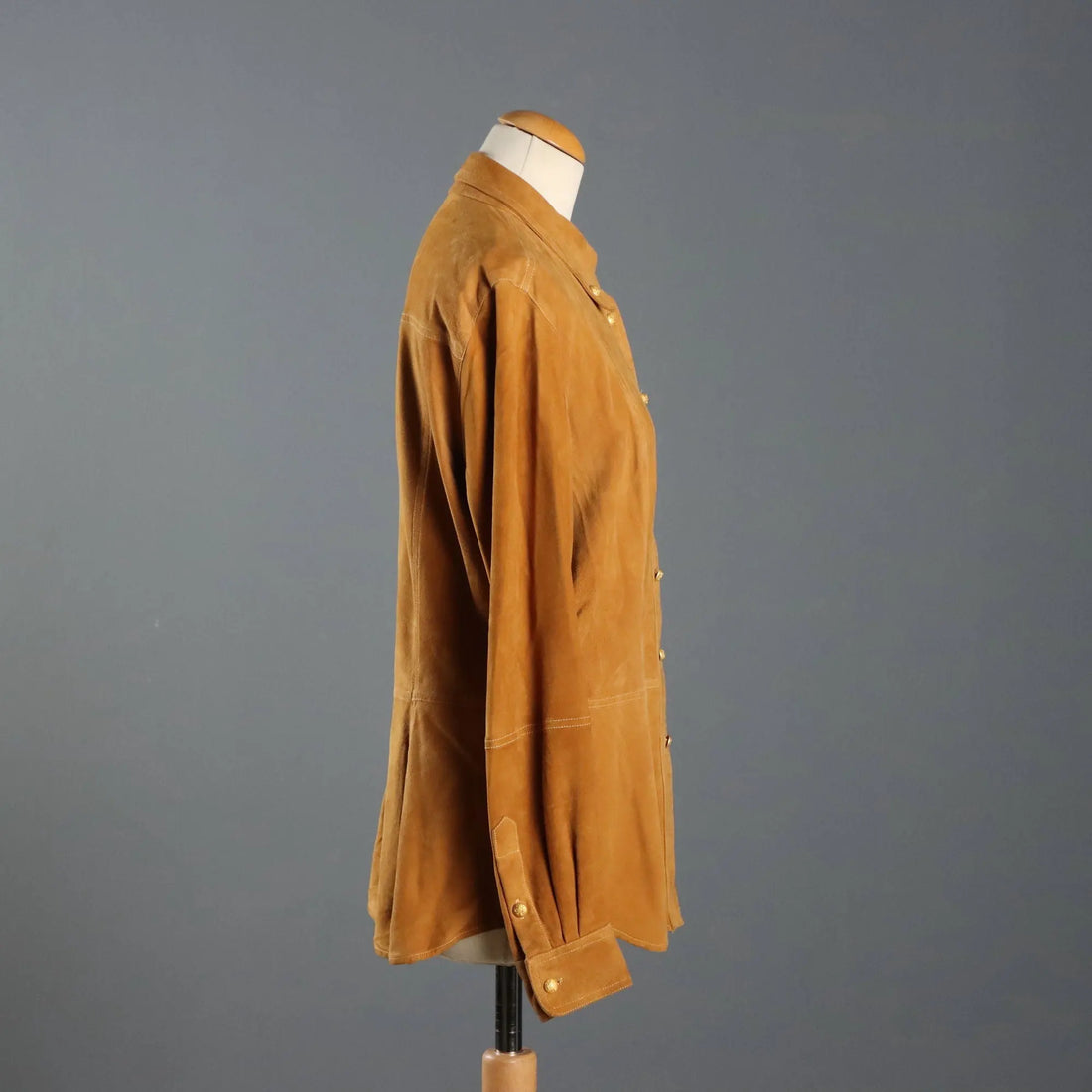 Escada Shirt Suede Leather UK Size 12 Germany 1990s