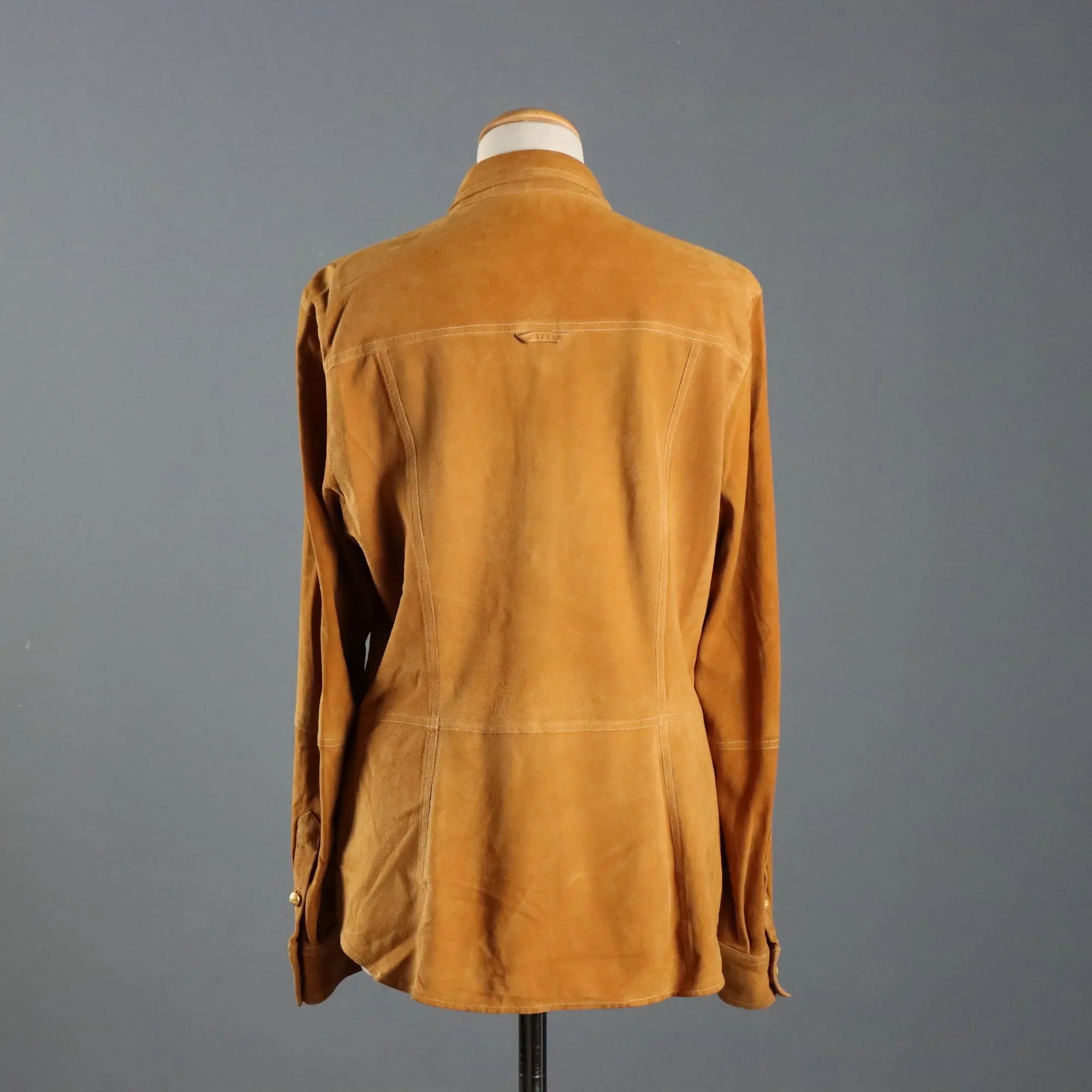 Escada Shirt Suede Leather UK Size 12 Germany 1990s