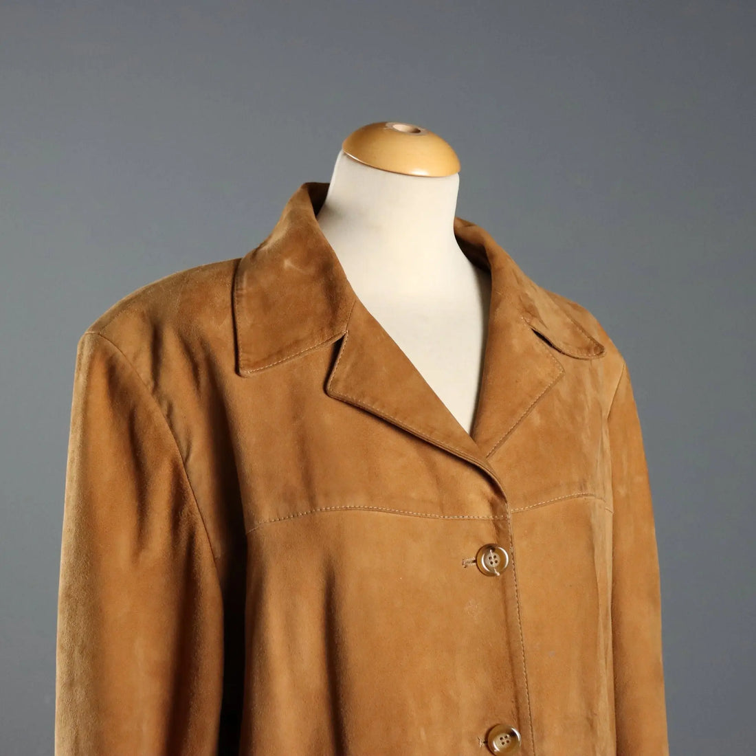 Cognac Suede Jacket Serapian UK Size 14 Italy 1980s-1990s