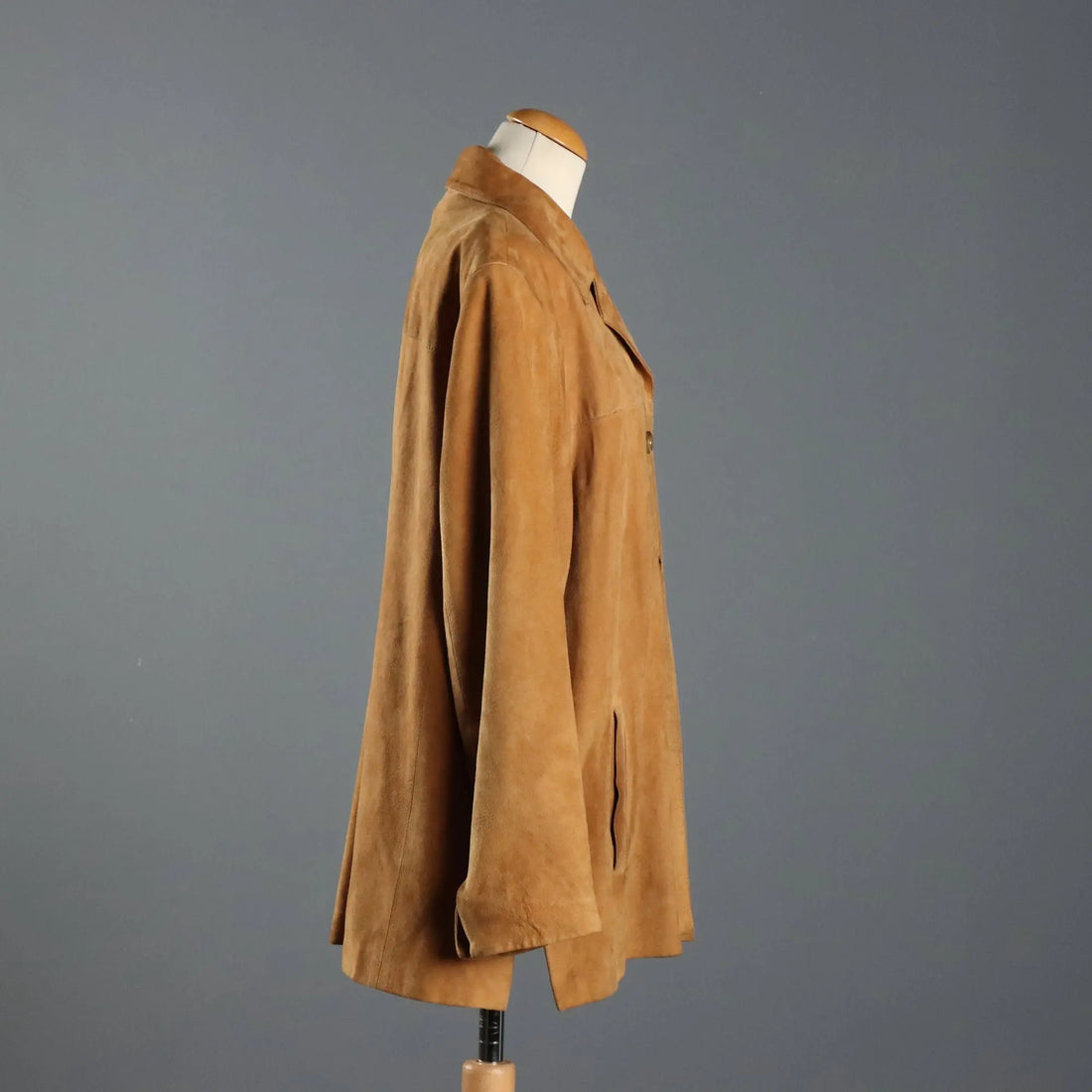 Cognac Suede Jacket Serapian UK Size 14 Italy 1980s-1990s