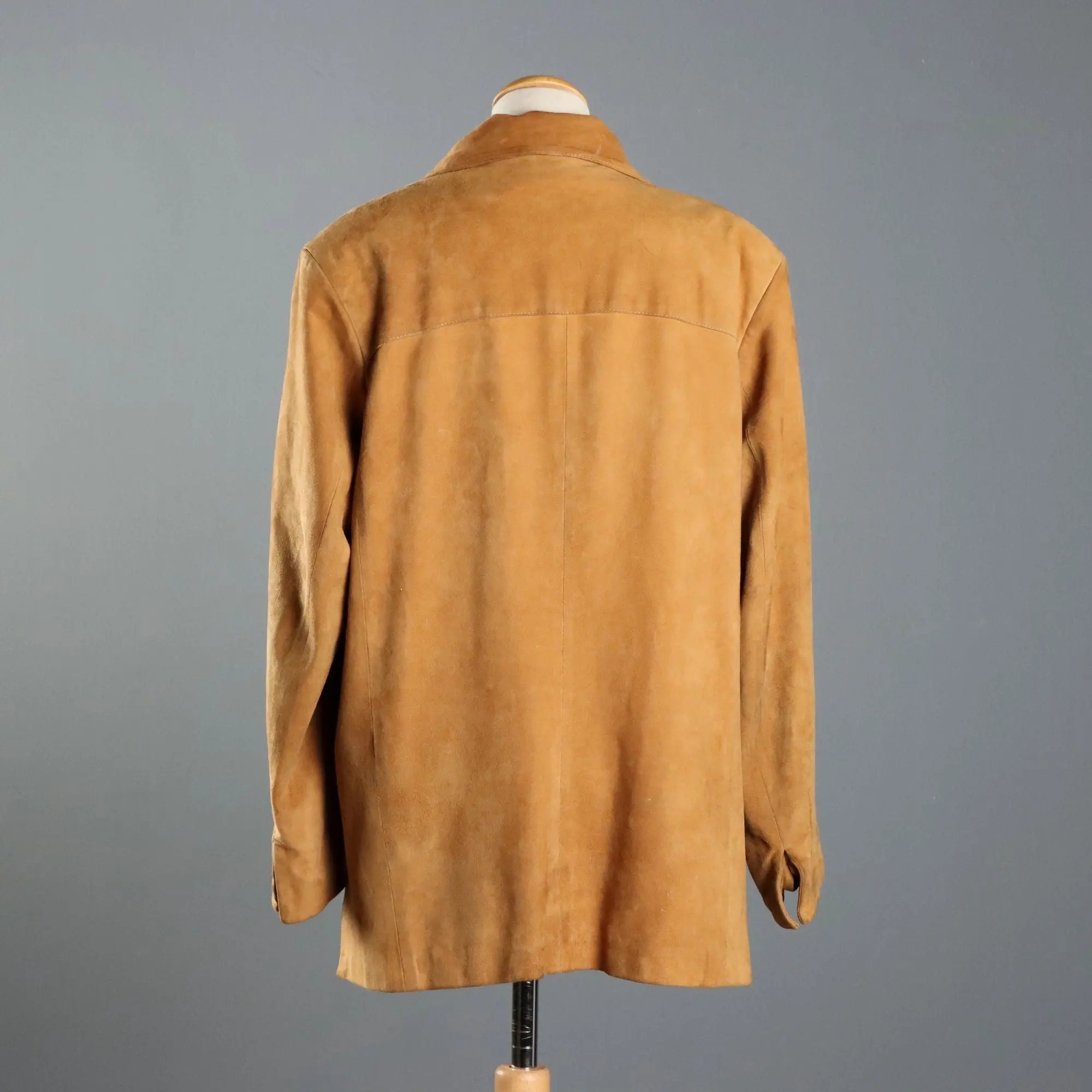 Cognac Suede Jacket Serapian UK Size 14 Italy 1980s-1990s