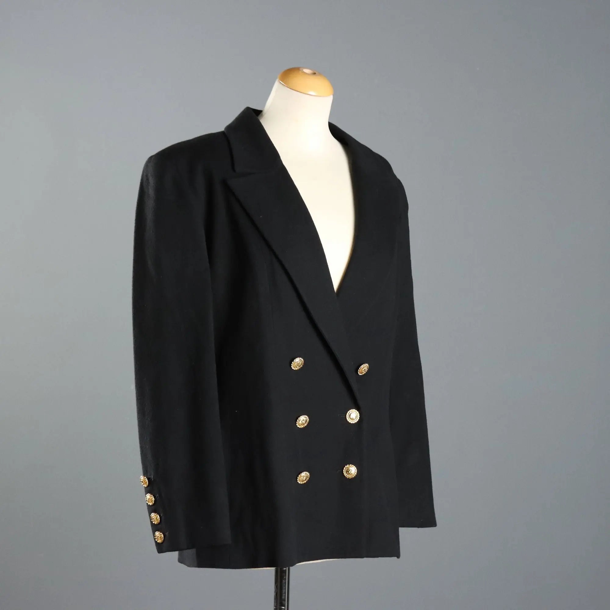 Vintage Chanel Blazer Pure Wool UK Size 14 France 1990s