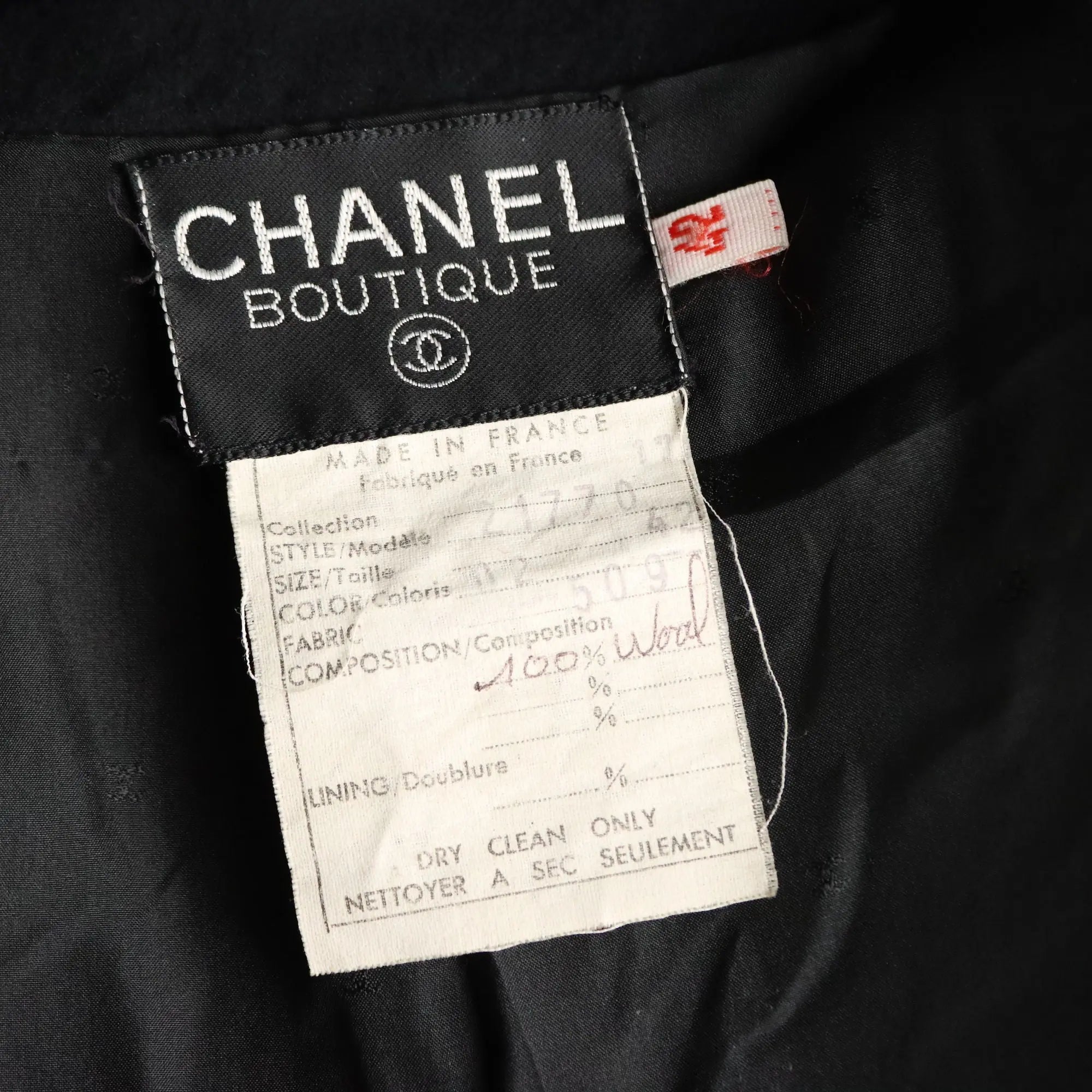 Vintage Chanel Blazer Pure Wool UK Size 14 France 1990s