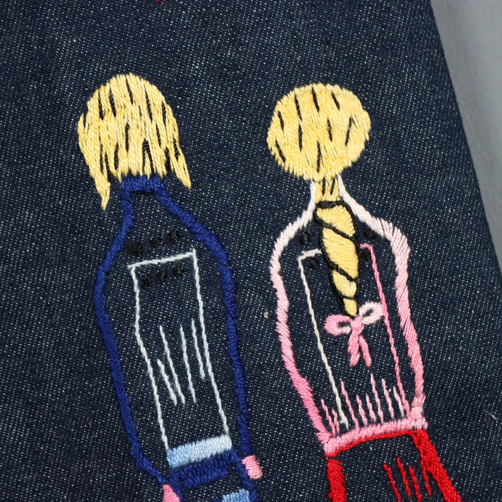Vintage Jeans Embroidered Cotton UK Size 10 Italy 1970s