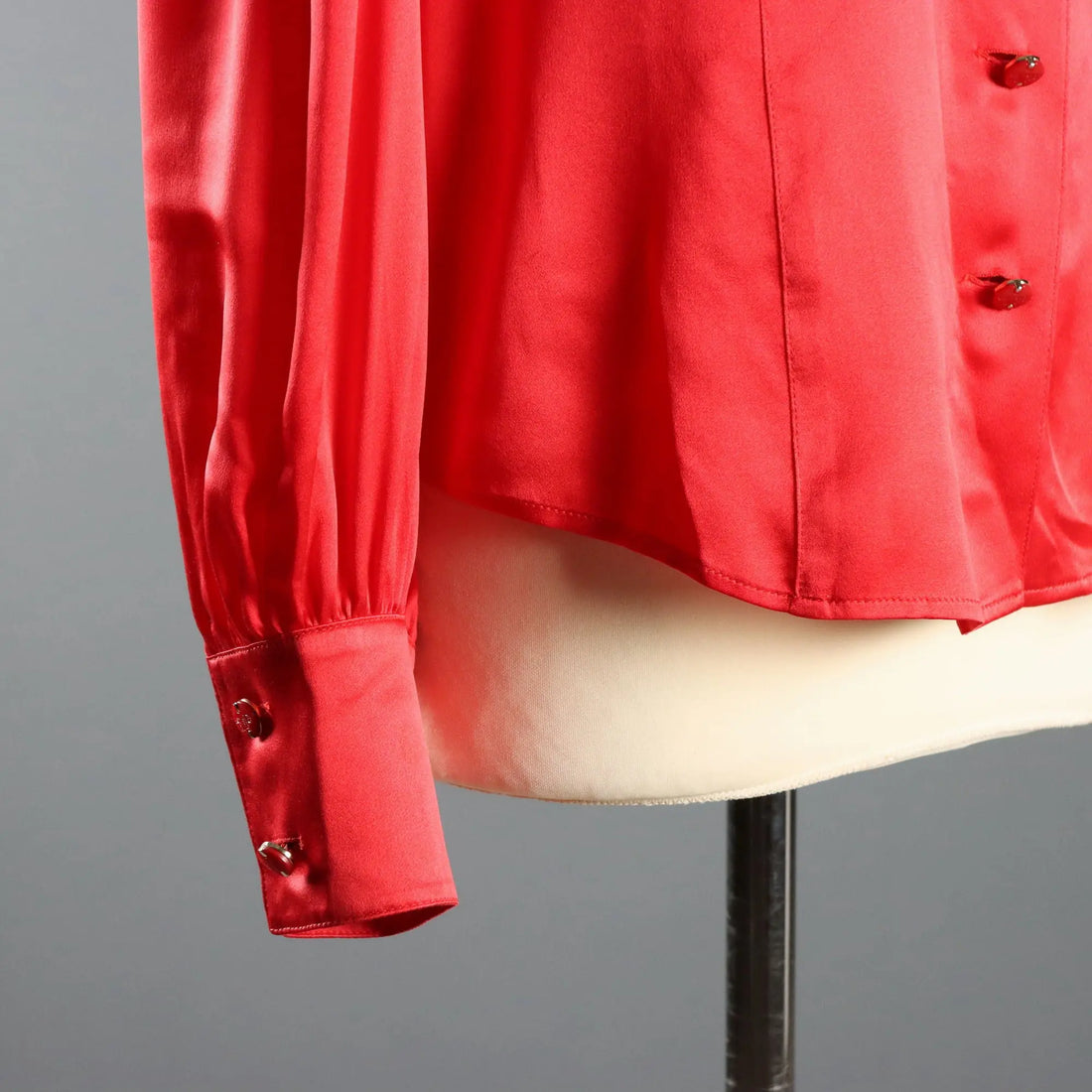 Escada Red Silk Shirt Jewel Buttons UK Size 14 Germany 1990s