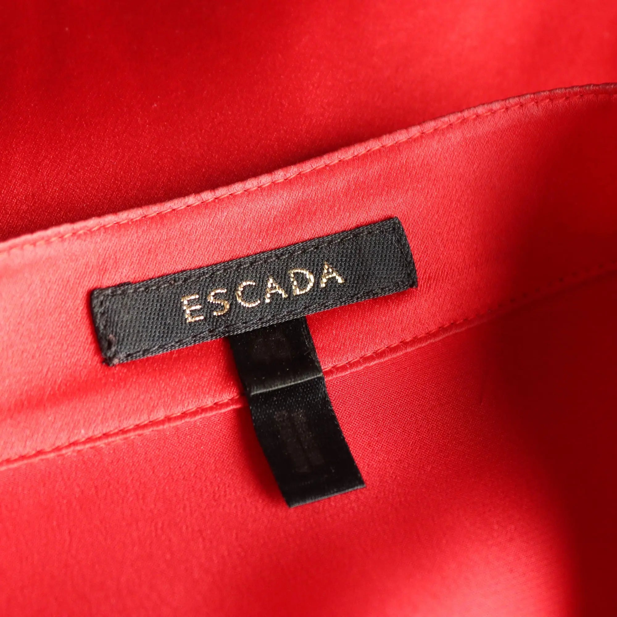 Escada Red Silk Shirt Jewel Buttons UK Size 14 Germany 1990s
