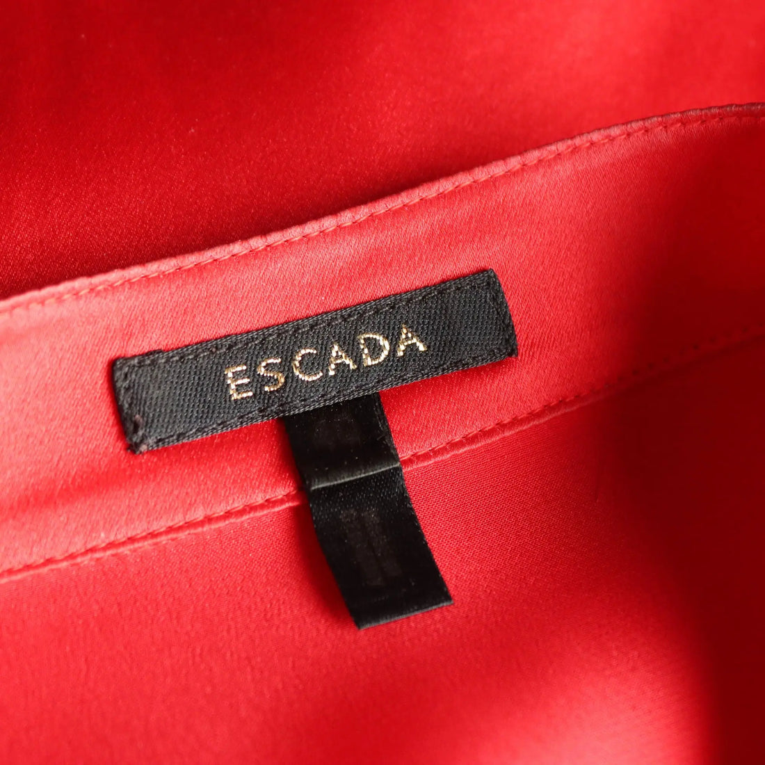 Escada Red Silk Shirt Jewel Buttons UK Size 14 Germany 1990s