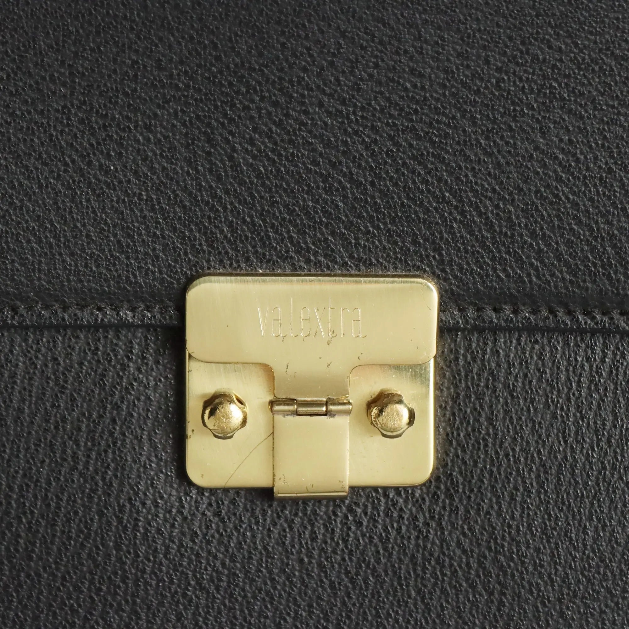 Valextra Black Leather Document Briefcase Vintage Italy 1980s-1990s