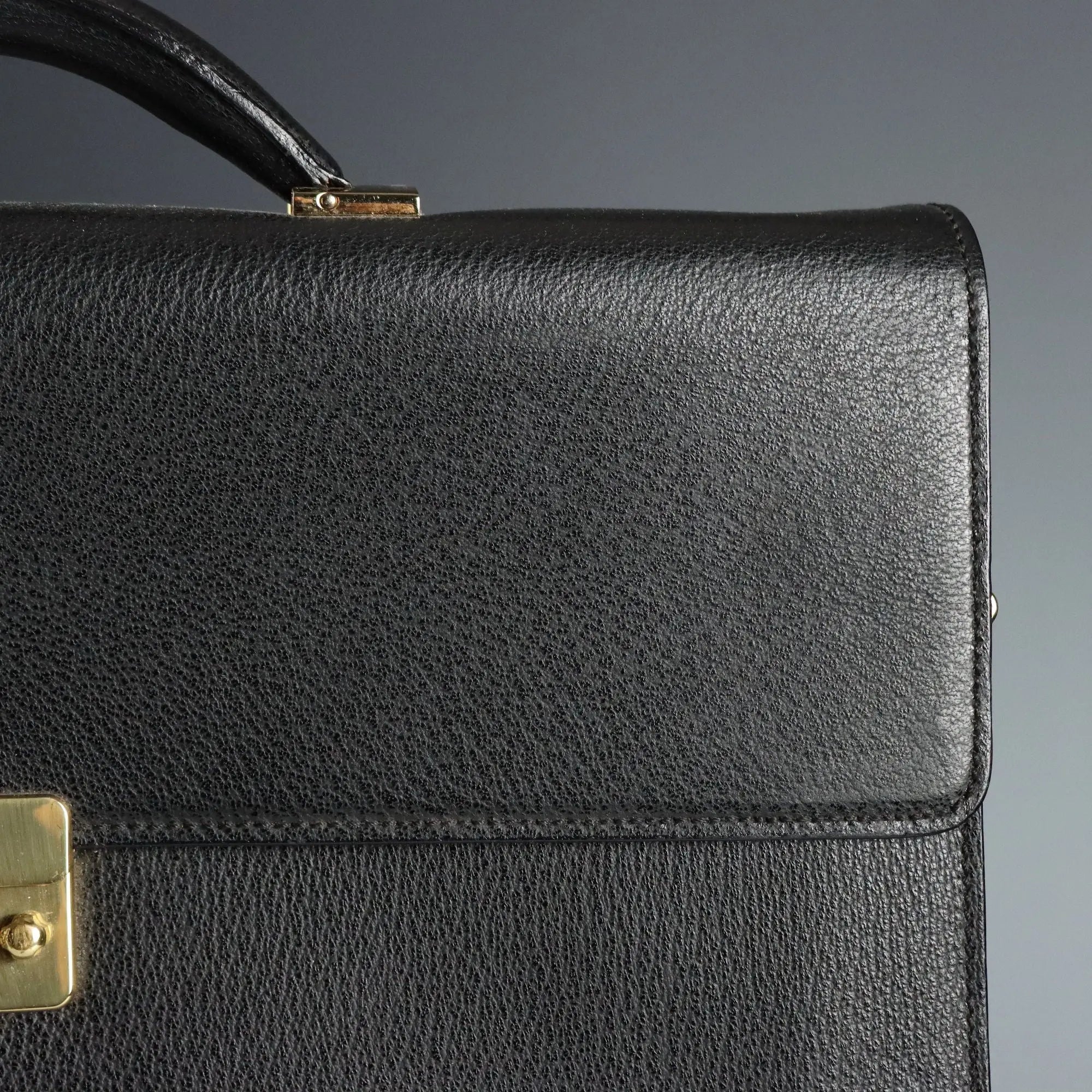 Valextra Black Leather Document Briefcase Vintage Italy 1980s-1990s