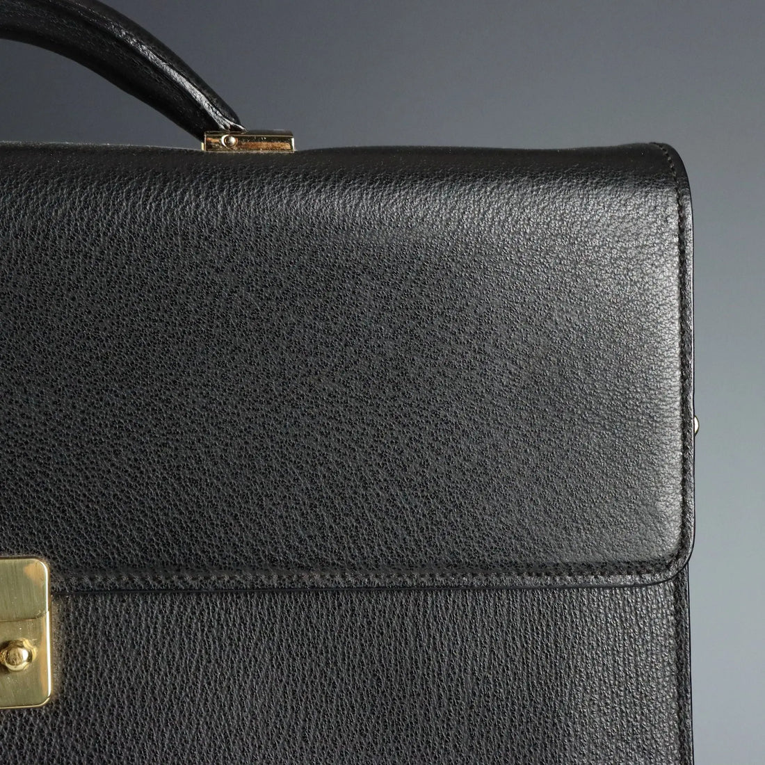 Valextra Black Leather Document Briefcase Vintage Italy 1980s-1990s