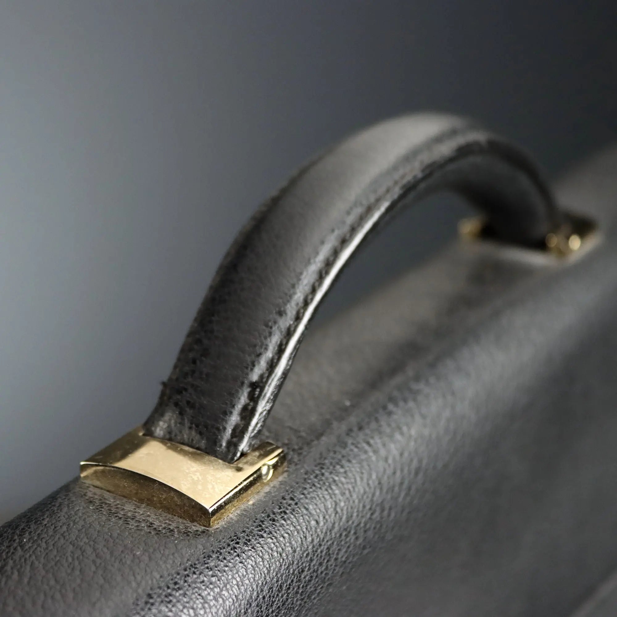 Valextra Black Leather Document Briefcase Vintage Italy 1980s-1990s