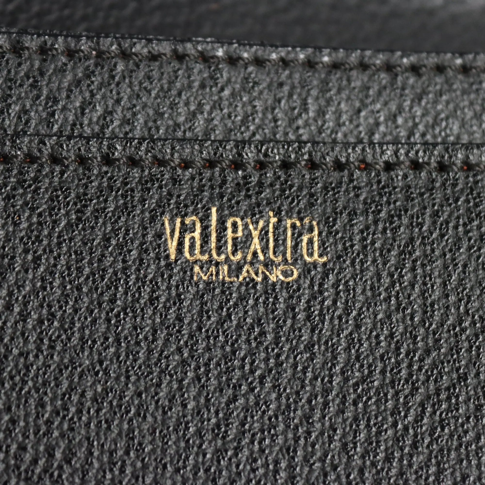 Valextra Black Leather Document Briefcase Vintage Italy 1980s-1990s