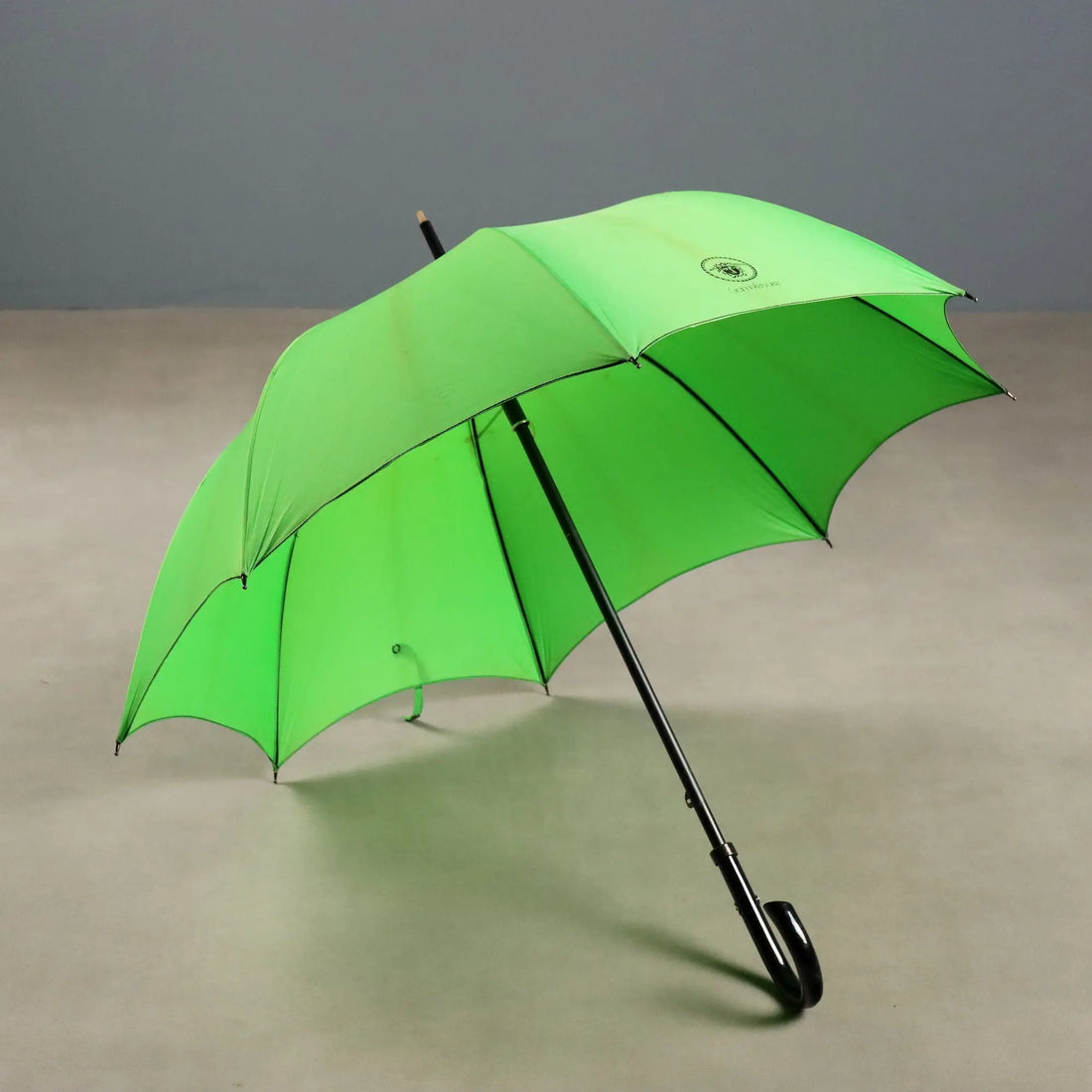 Versace Vintage Umbrella Neon Green with Monogram Italy 1980s 