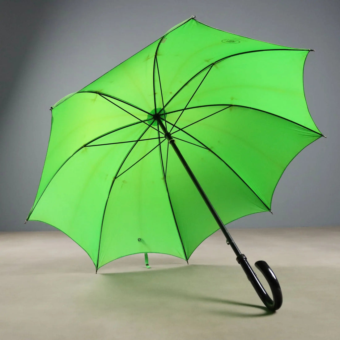 Versace Vintage Umbrella Neon Green with Monogram Italy 1980s 