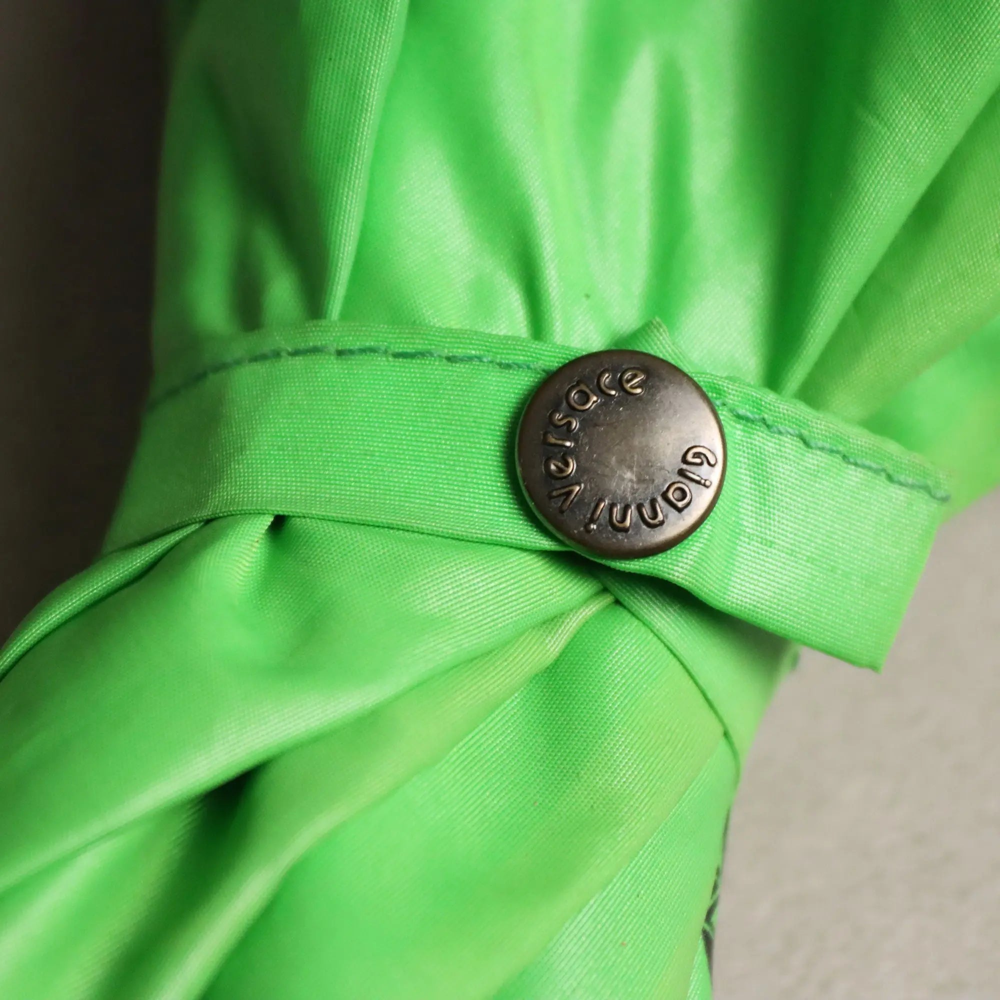 Versace Vintage Umbrella Neon Green with Monogram Italy 1980s 