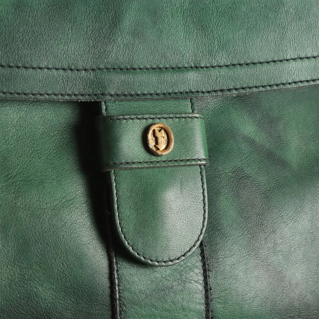 Goldpfeil Forest Green Leather Handbag Germany 1980s-1990s