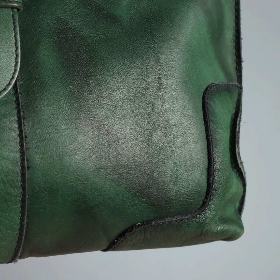 Goldpfeil Forest Green Leather Handbag Germany 1980s-1990s