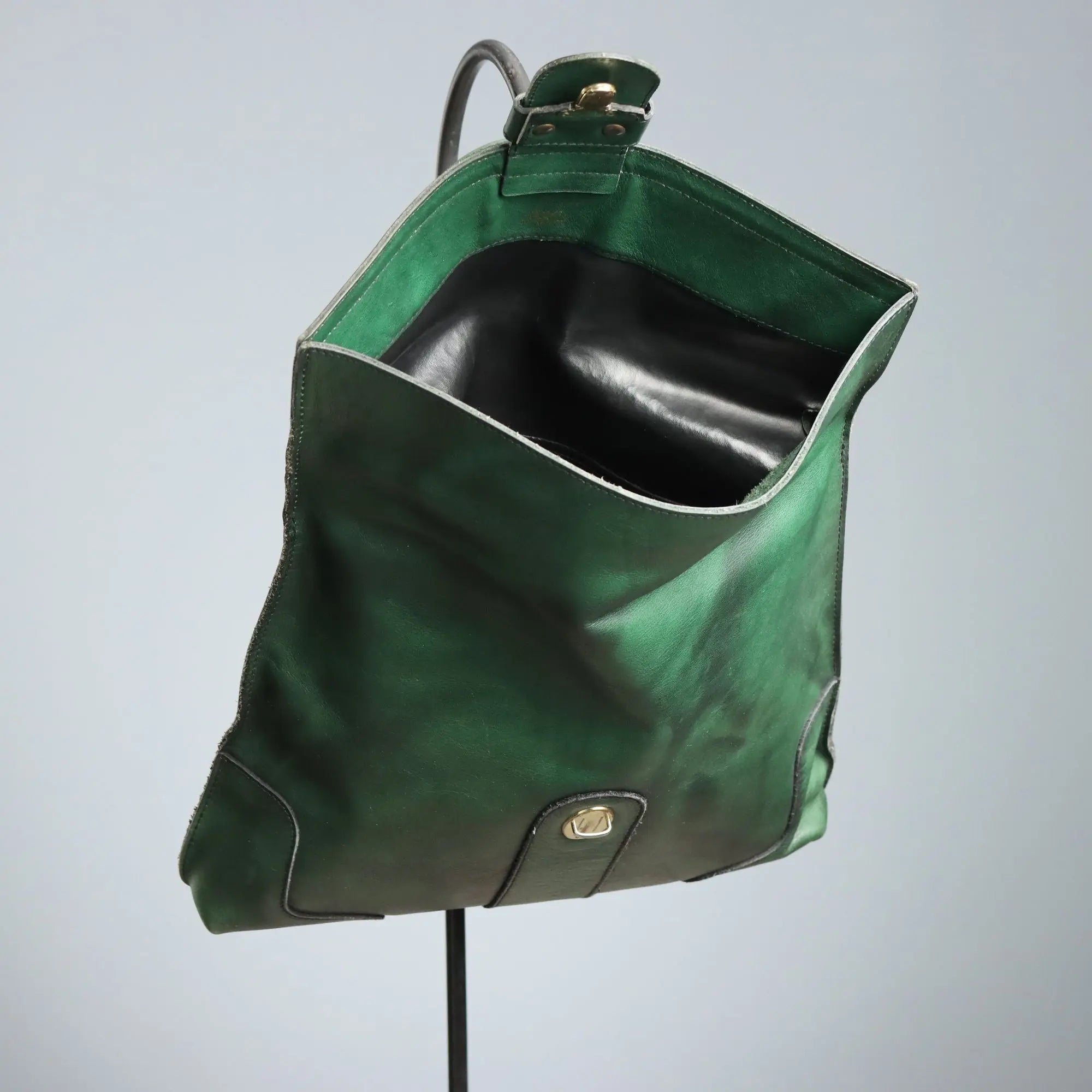 Goldpfeil Forest Green Leather Handbag Germany 1980s-1990s
