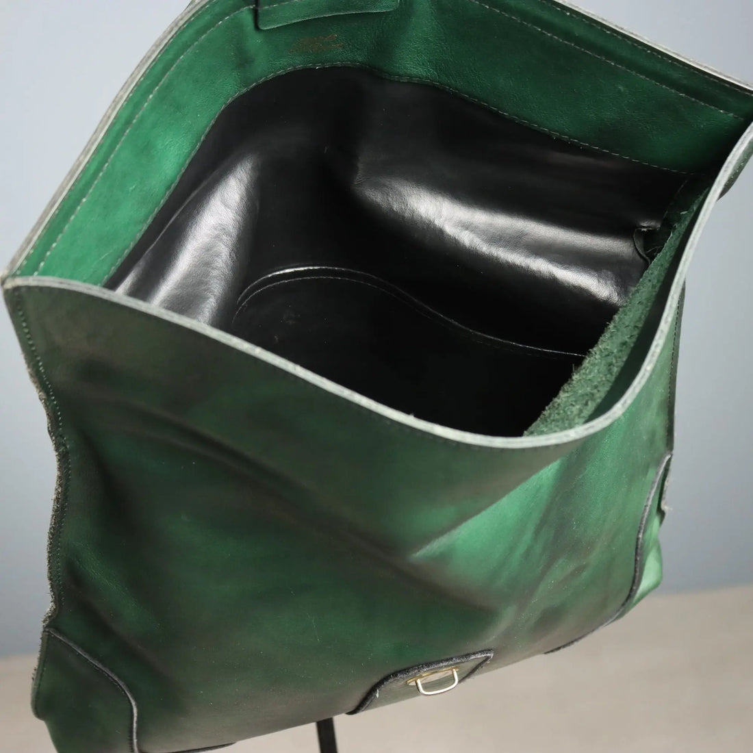 Goldpfeil Forest Green Leather Handbag Germany 1980s-1990s