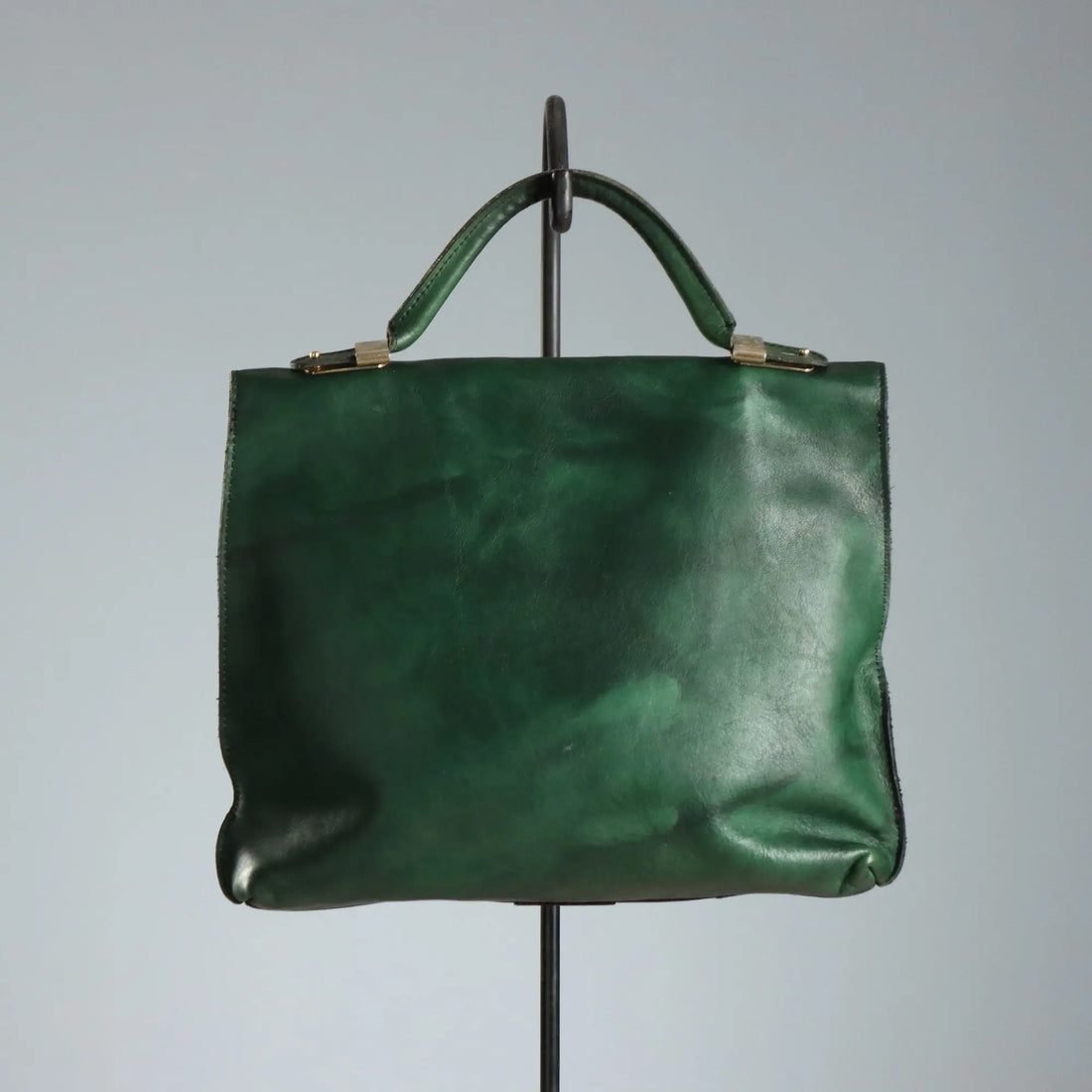 Goldpfeil Forest Green Leather Handbag Germany 1980s-1990s
