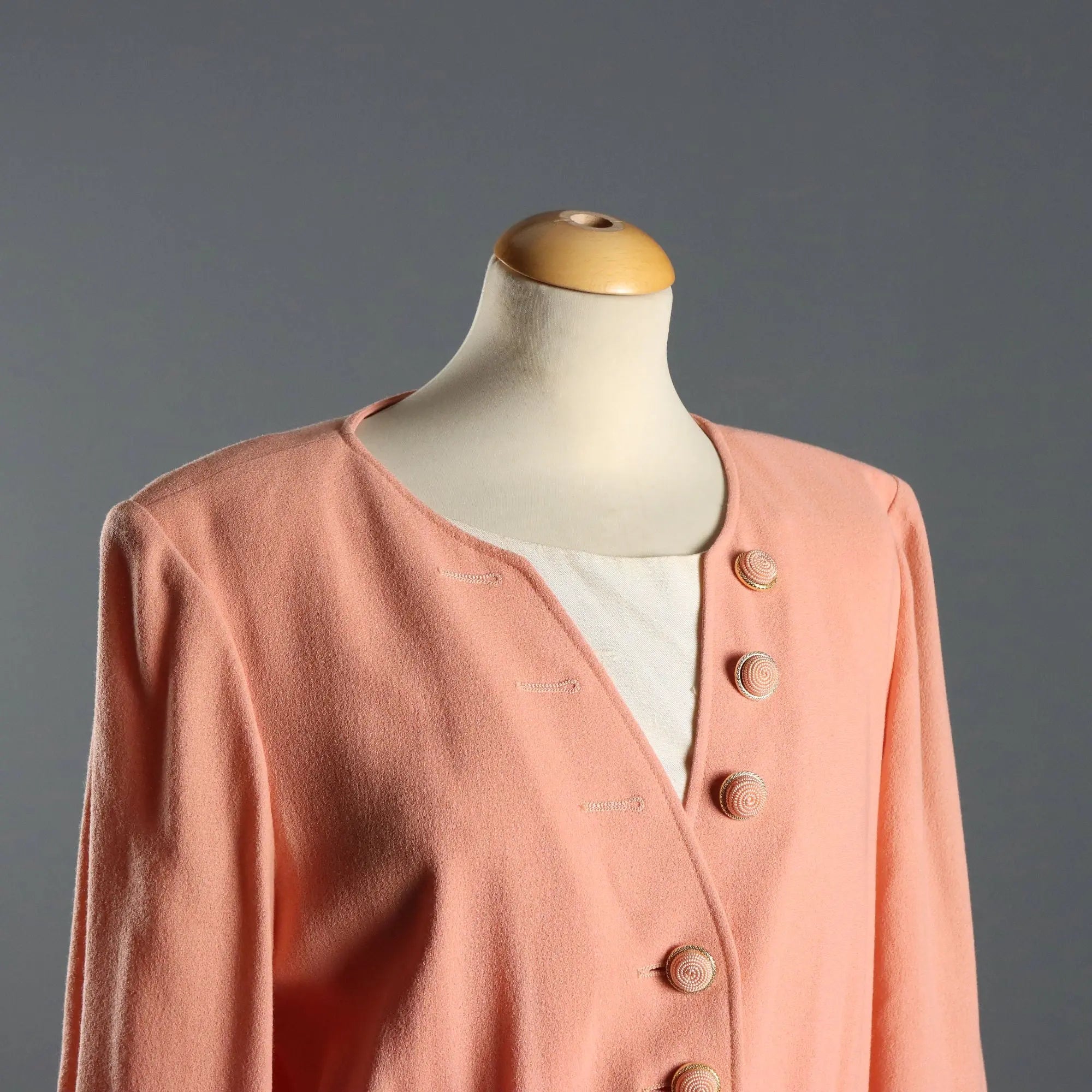 Valentino Chemisier Dress Wool UK Size 12 Italy 1980s
