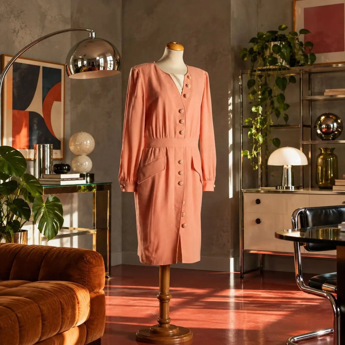 Valentino Chemisier Dress Wool UK Size 12 Italy 1980s