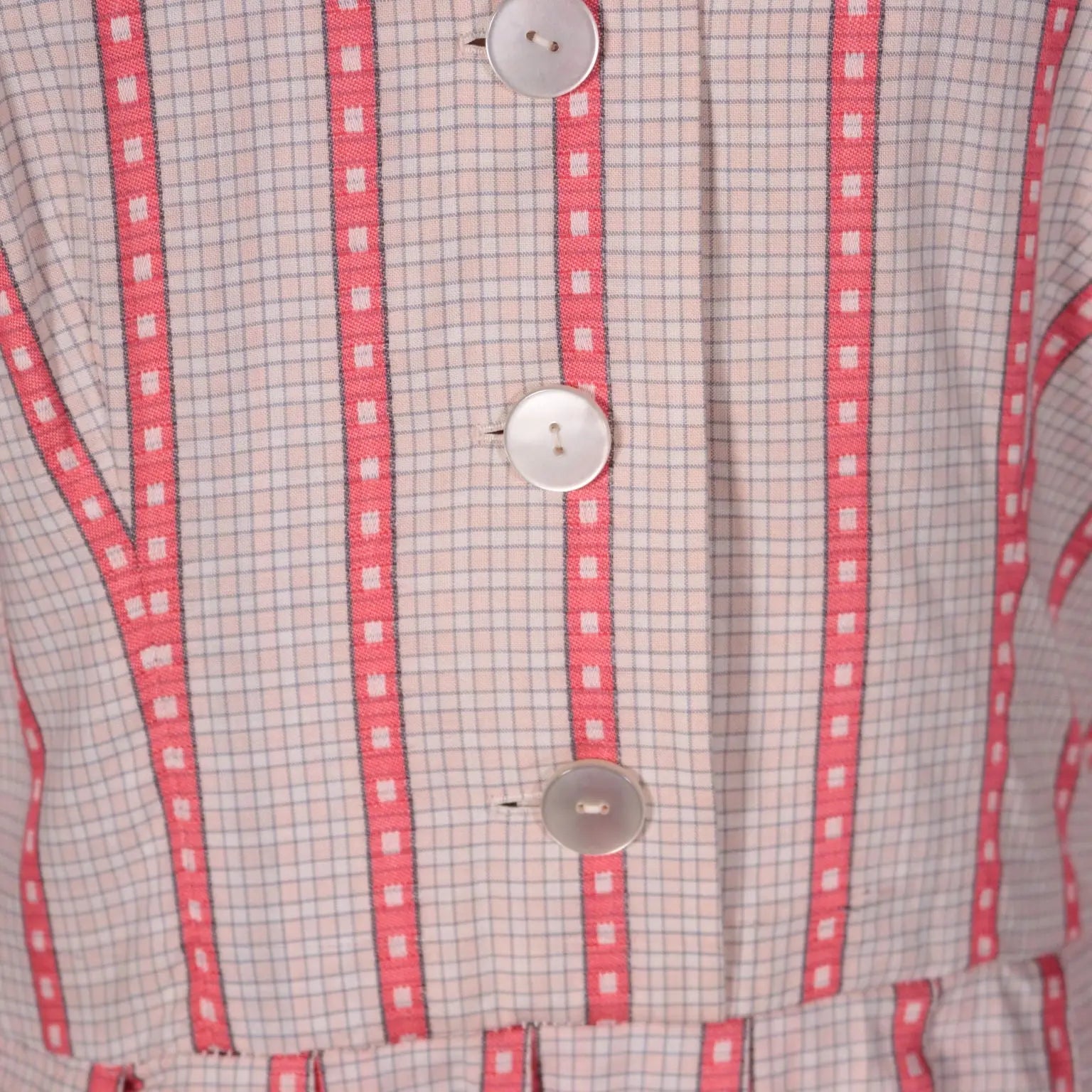 Vintage Pink Tartan Dress Cotton 1940s-1950s - Size S/M | Clothing & House Linens | Vintage