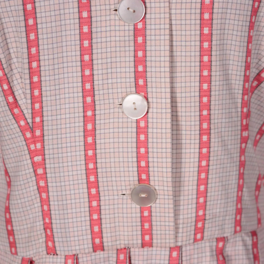 Vintage Pink Tartan Dress Cotton 1940s-1950s - Size S/M | Clothing & House Linens | Vintage