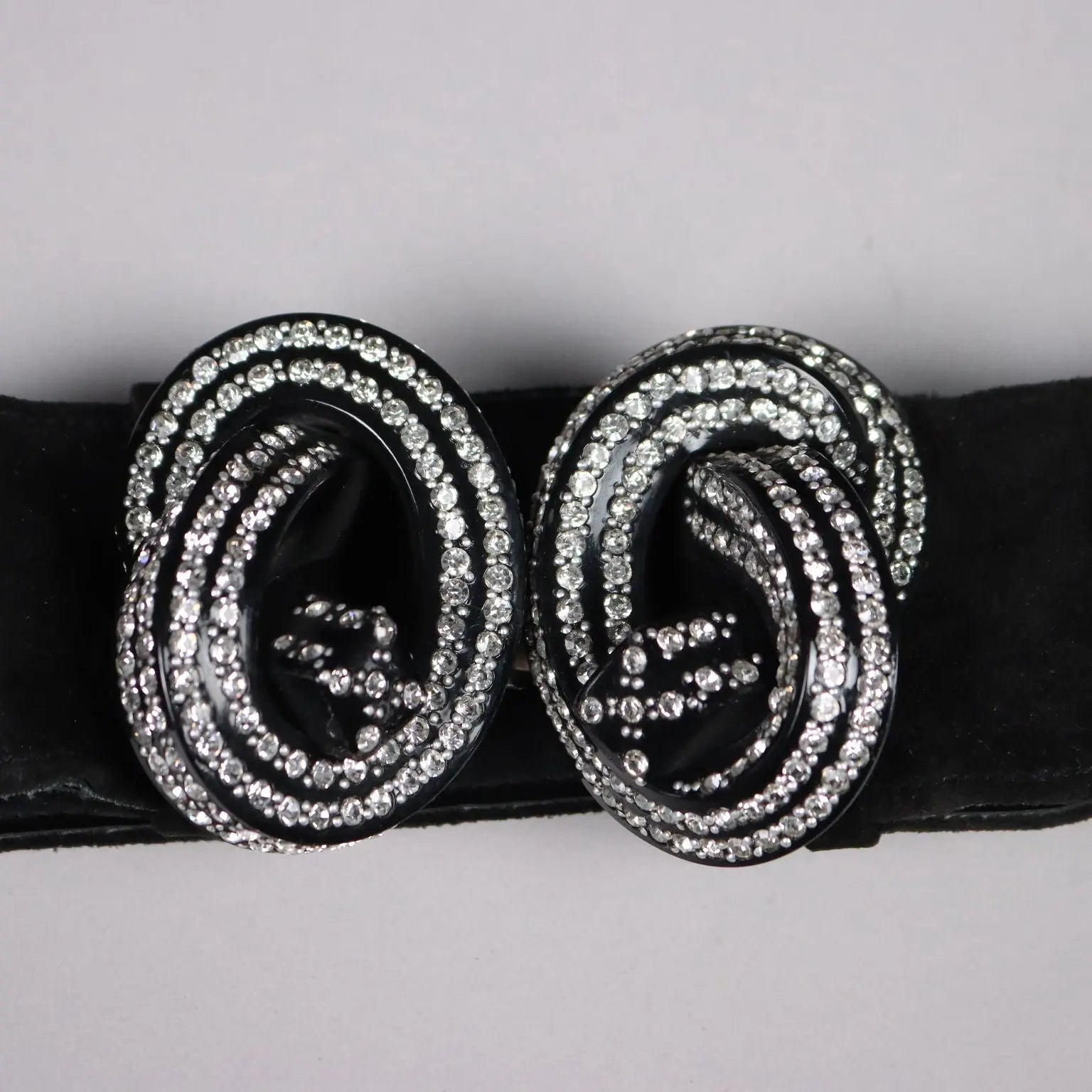 Vintage Black Belt Rhinestones Leather Suède Plastic Buckle 1980s | Clothing & House Linens | Vintage