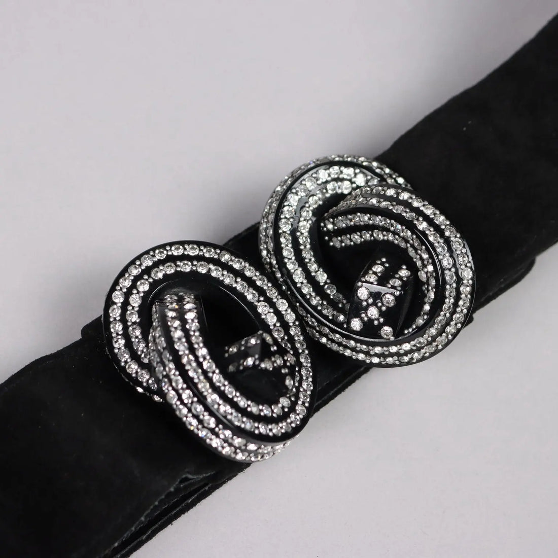 Vintage Black Belt Rhinestones Leather Suède Plastic Buckle 1980s | Clothing & House Linens | Vintage
