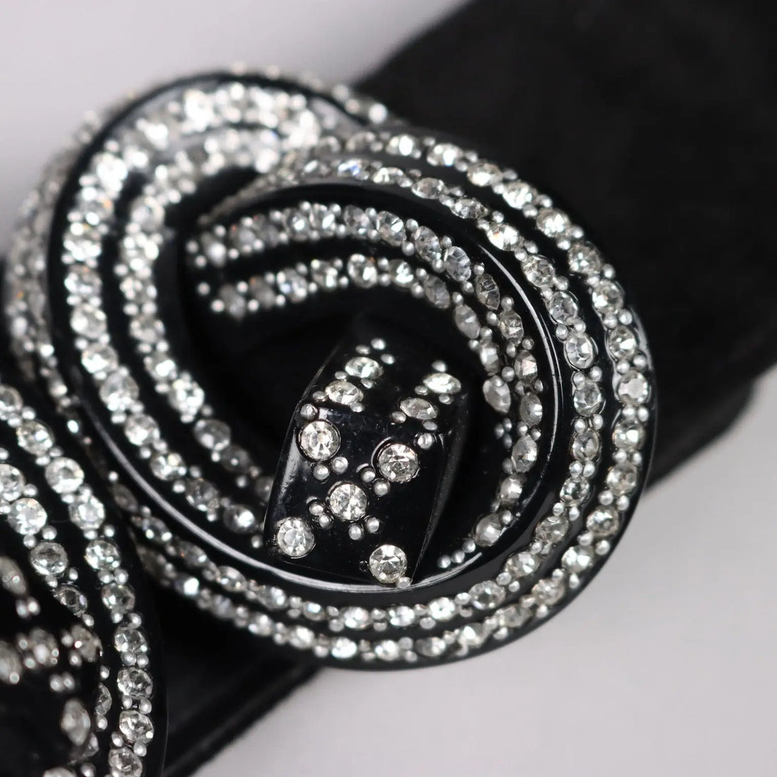 Vintage Black Belt Rhinestones Leather Suède Plastic Buckle 1980s | Clothing & House Linens | Vintage