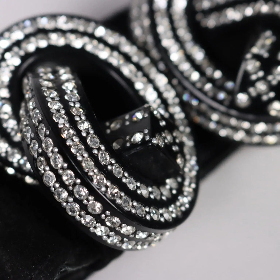 Vintage Black Belt Rhinestones Leather Suède Plastic Buckle 1980s | Clothing & House Linens | Vintage
