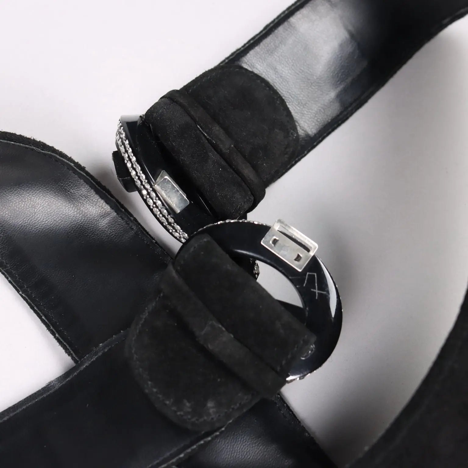 Vintage Black Belt Rhinestones Leather Suède Plastic Buckle 1980s | Clothing & House Linens | Vintage