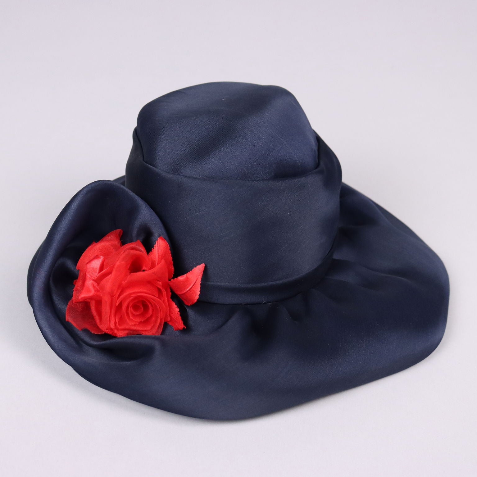 Vintage 1950s-60s Hat Size 6,5 Dark Blue Fabric Flower - Size 6,5 | Clothing & House Linens  Vintage