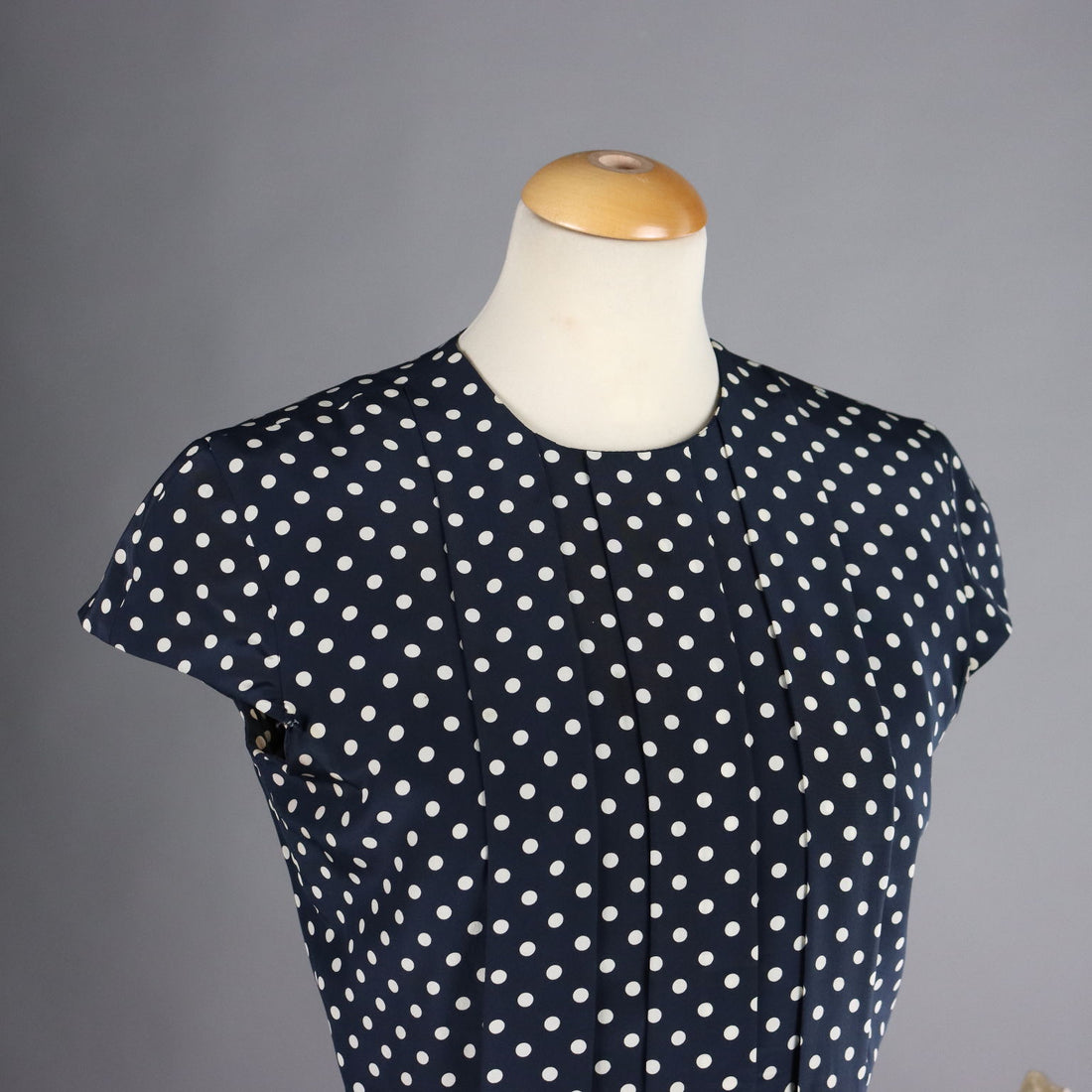 Vintage Dress by Pinuccia Botondi Size 6 1990s Blue Silk White Dots - Size 6 | Clothing & House Linens  Vintage