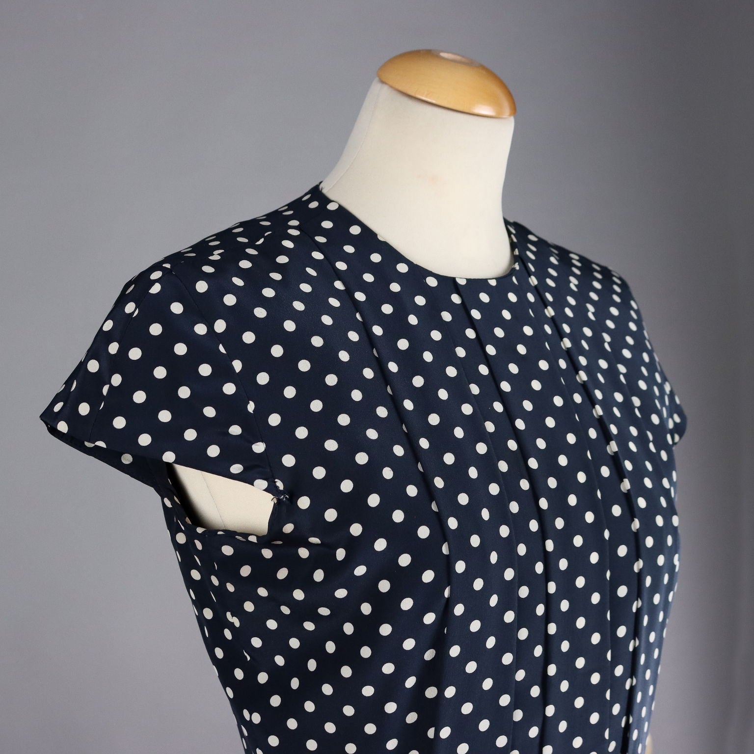 Vintage Dress by Pinuccia Botondi Size 6 1990s Blue Silk White Dots - Size 6 | Clothing & House Linens  Vintage