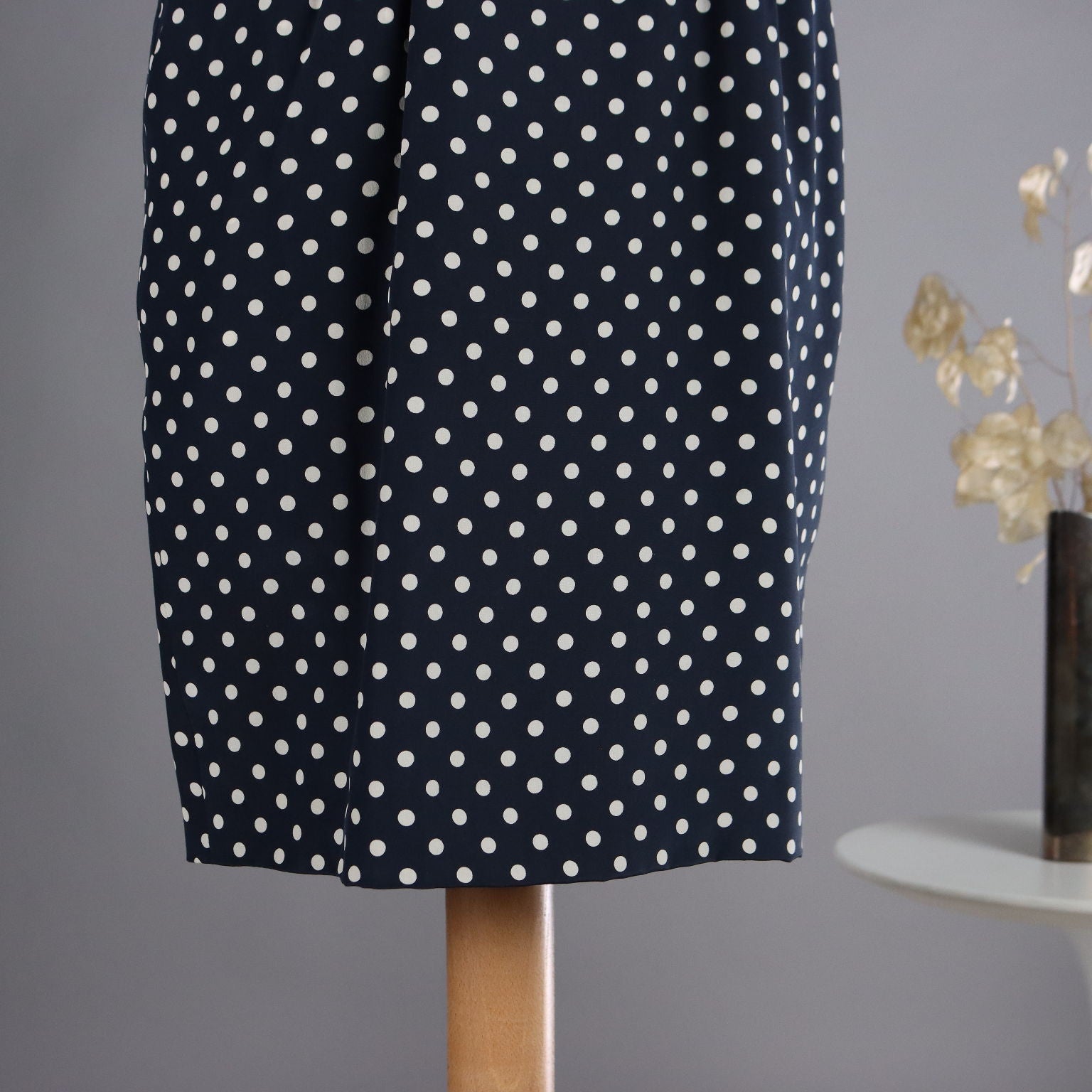Vintage Dress by Pinuccia Botondi Size 6 1990s Blue Silk White Dots - Size 6 | Clothing & House Linens  Vintage