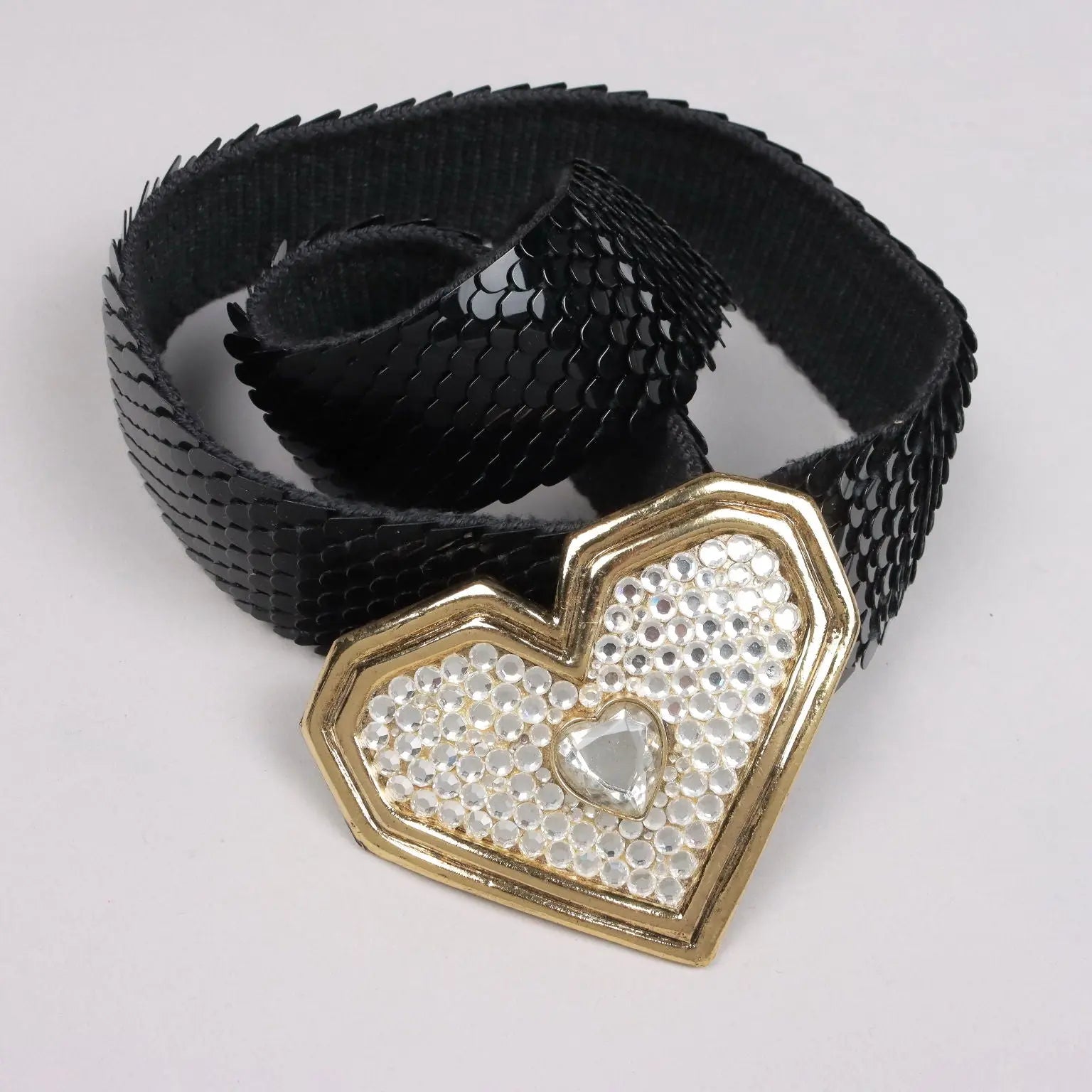Vintage Belt with Heart 1980s Cloth Buckle Elastic Fabric | Clothing & House Linens | Vintage