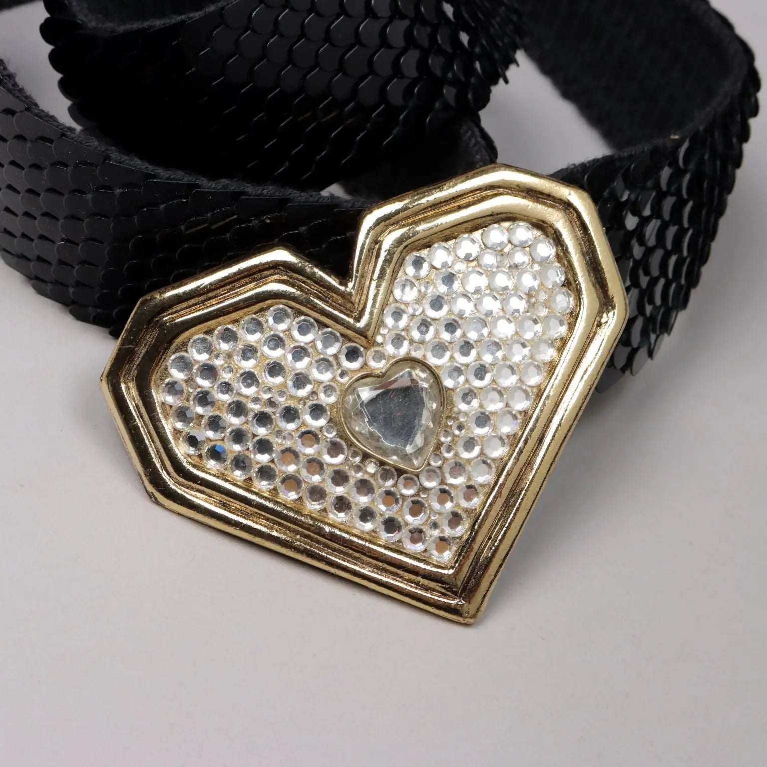 Vintage Belt with Heart 1980s Cloth Buckle Elastic Fabric | Clothing & House Linens | Vintage