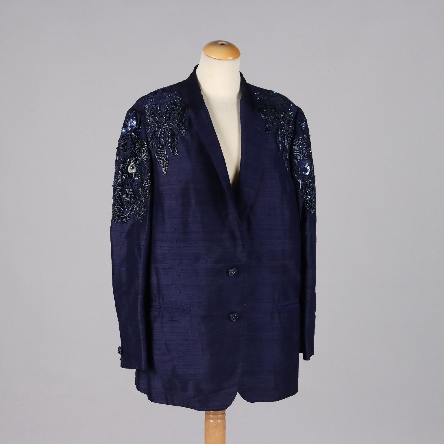 Vintage Blue Jacket Shantung Silk Size 18 1980s - Size 18 | Clothing & House Linens  Vintage